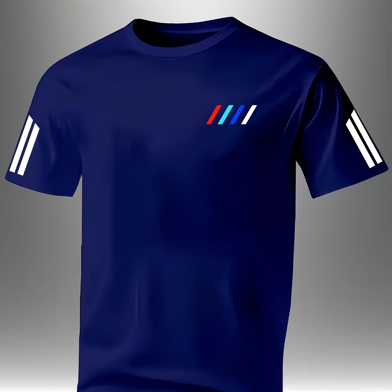 TEMU Men's Short Sleeve T-shirt, Easy And Fashionable Design, Casual Round Neck Style, Slightly Elastic Fabric, Regular Fit, Suitable For Summer