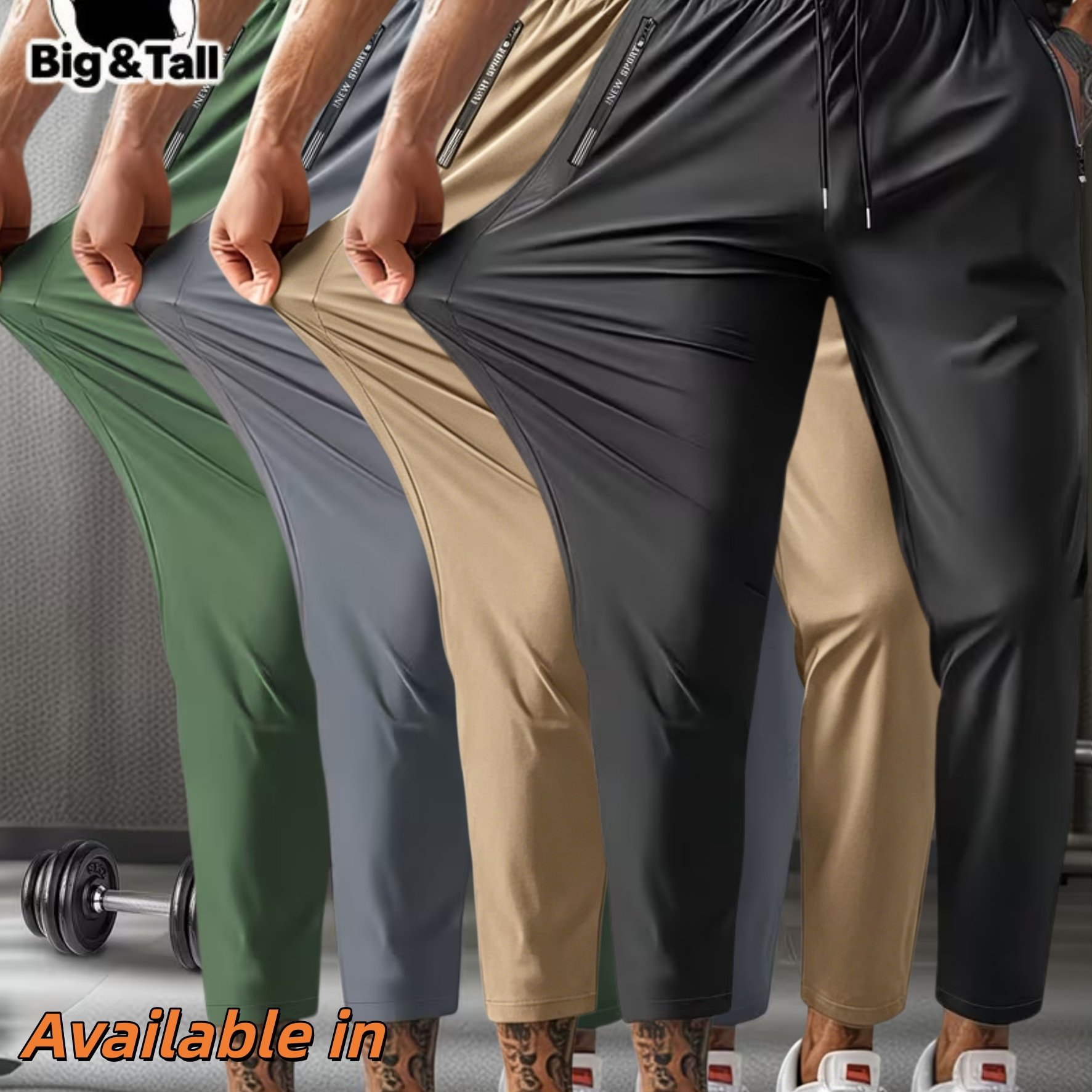 TEMU 4pcs High-elastic Trousers Men'-thin Quick- Casual Long Pants, -conditioning Trousers, For , For Gifting
