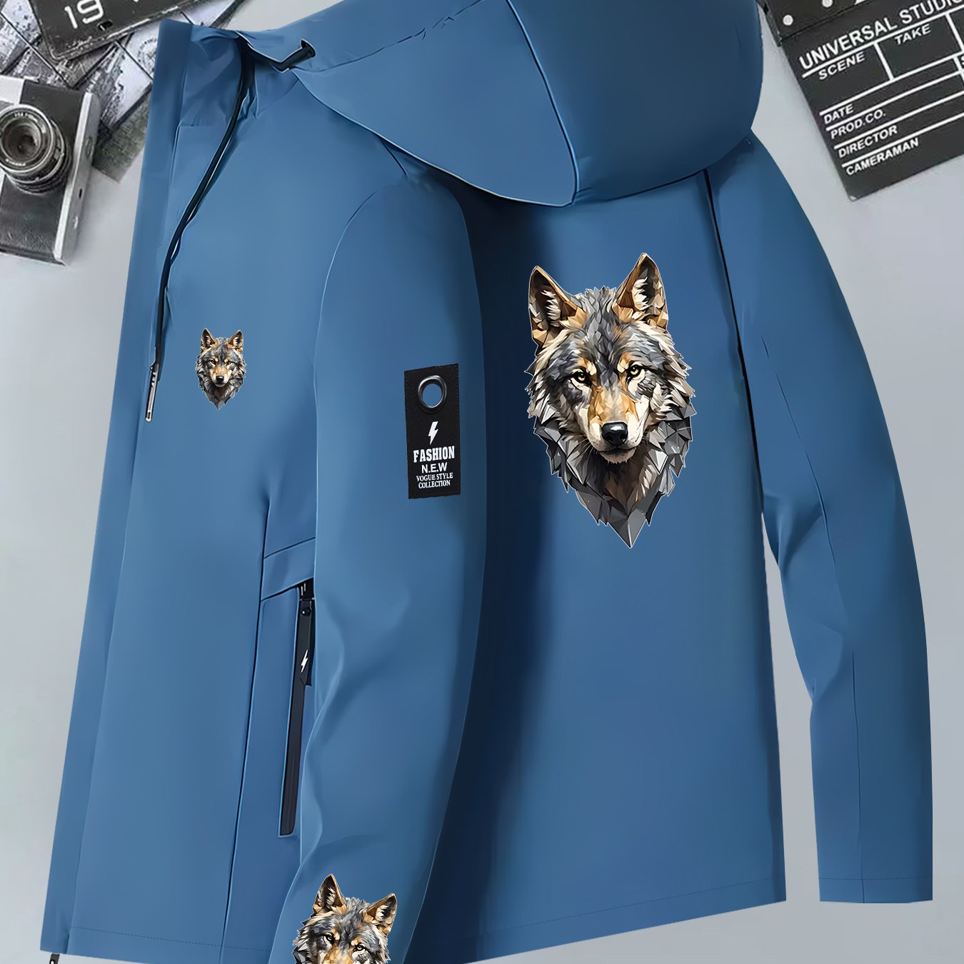 TEMU Head Pattern Jacket, Outdoor Hiking Jacket For Travel And Hiking, Lightweight Durable Fabric Warm Outerwear