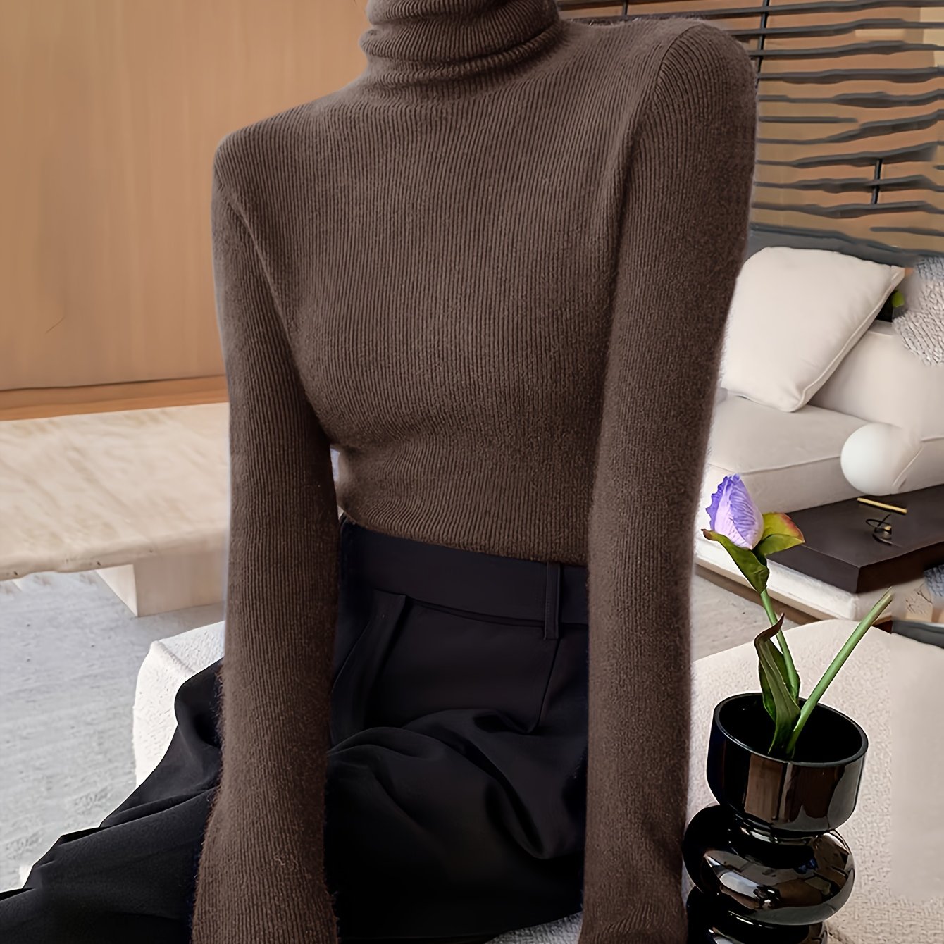 TEMU New High-neck Sweater Women's Autumn Style Neck Base Layer Top
