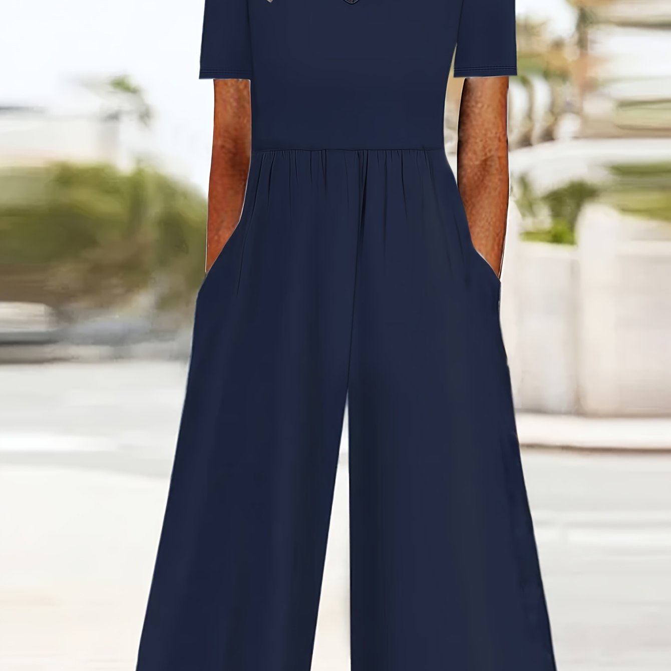Image of New Summer And Autumn Fashion Minimalist Solid Color Women's Casual Jumpsuit For Daily And Office Commuting
