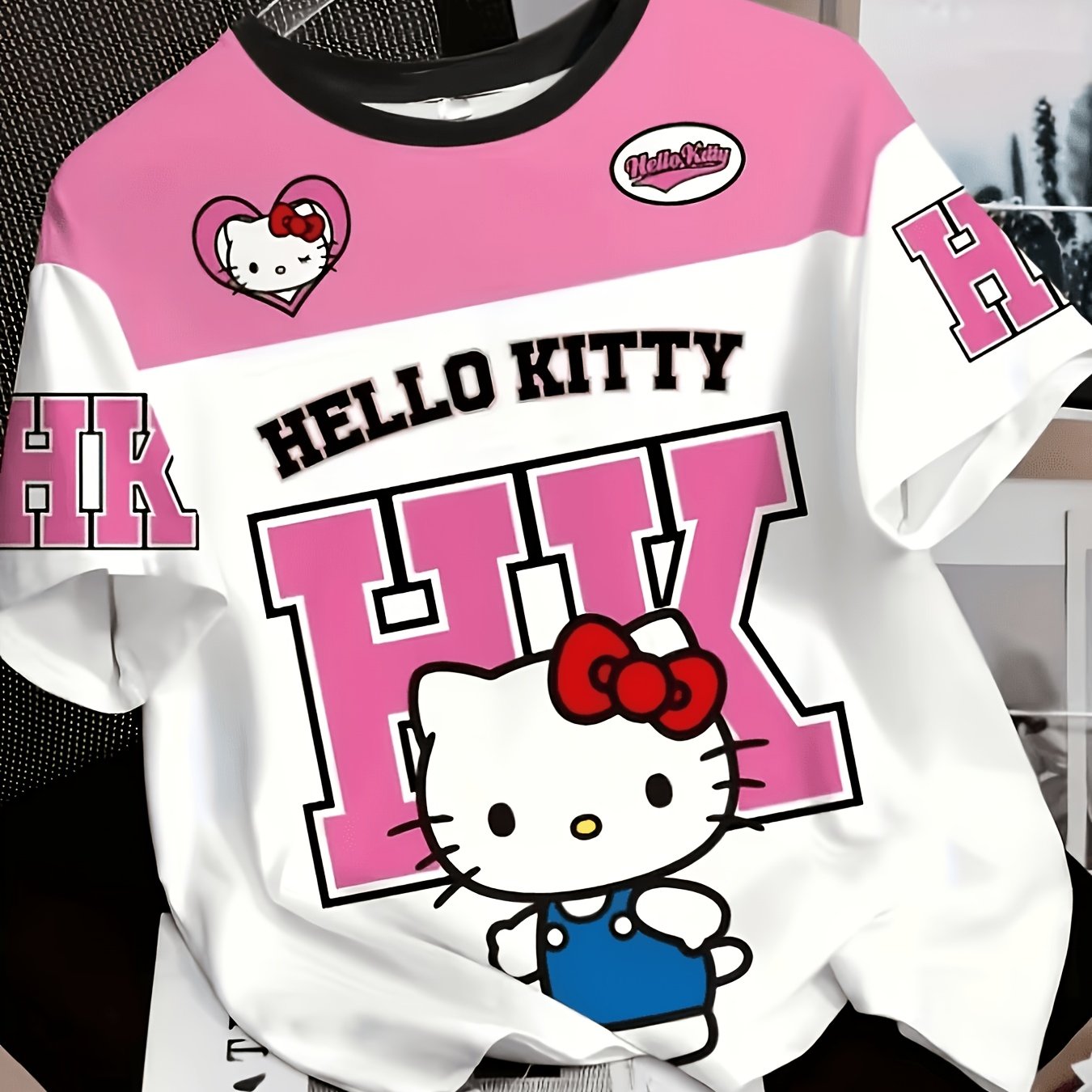 Image of Hello Kitty Cartoon Fashion Print ' Crew Neck Short Sleeve T-shirt