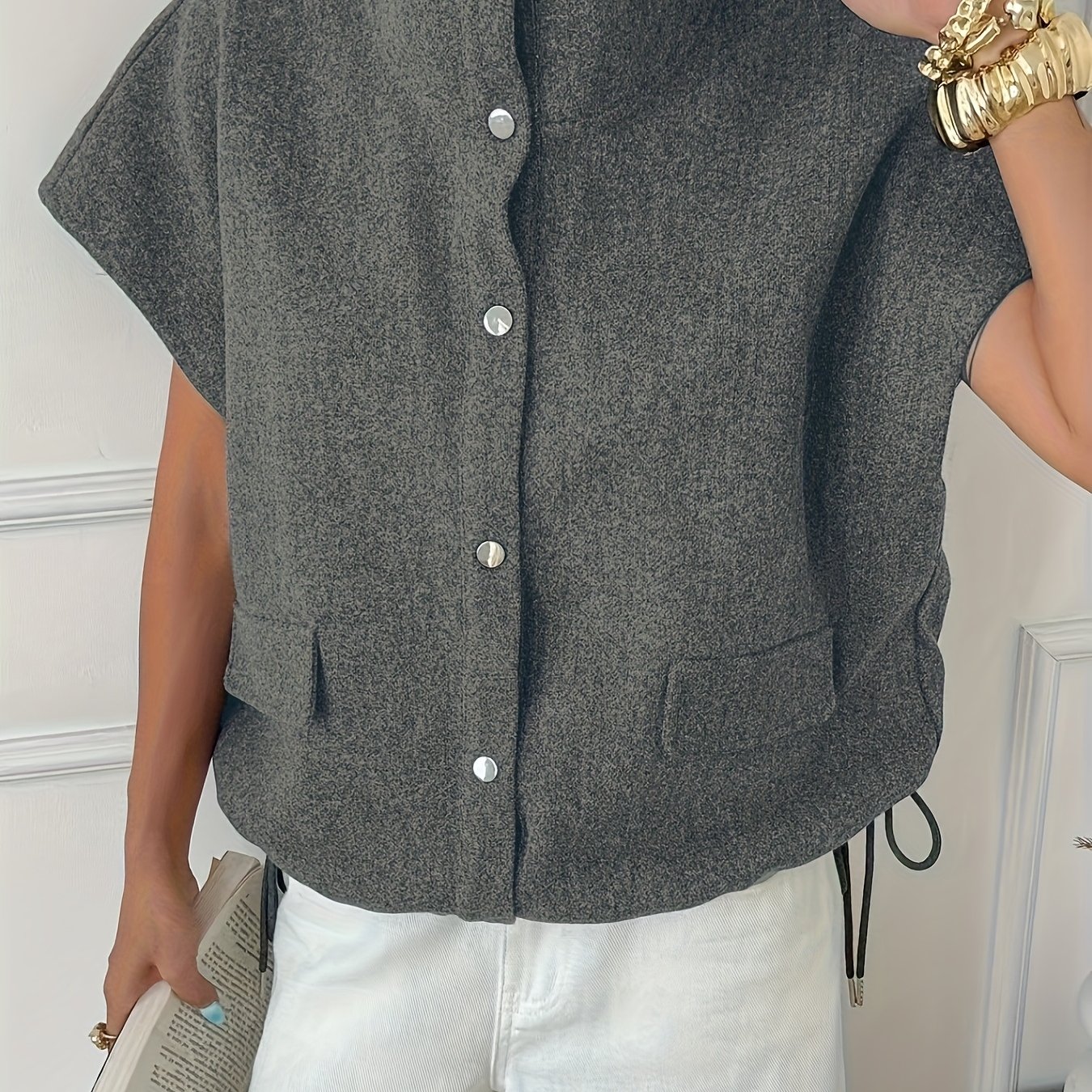 TEMU Women's Loose Sleeveless Casual Jacket For Autumn