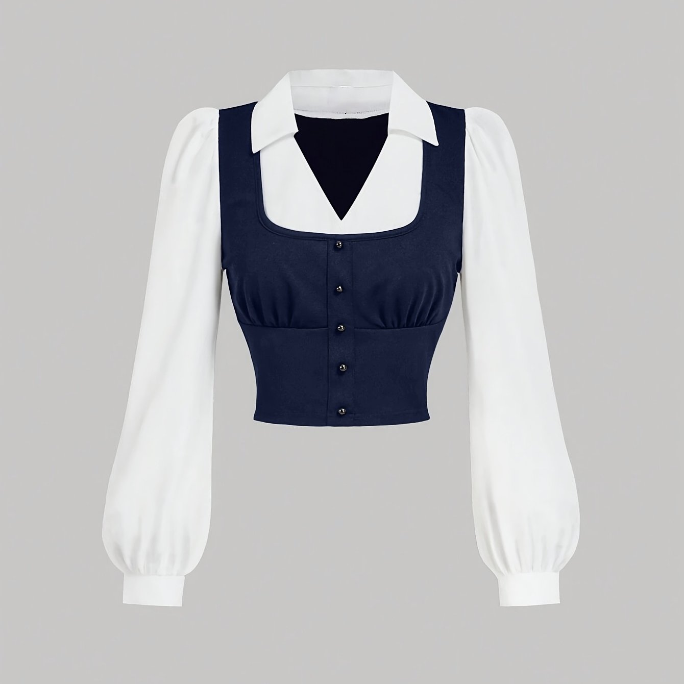 TEMU Women's Fashion Lapel Short Sleeve Button Long Sleeve Shirt