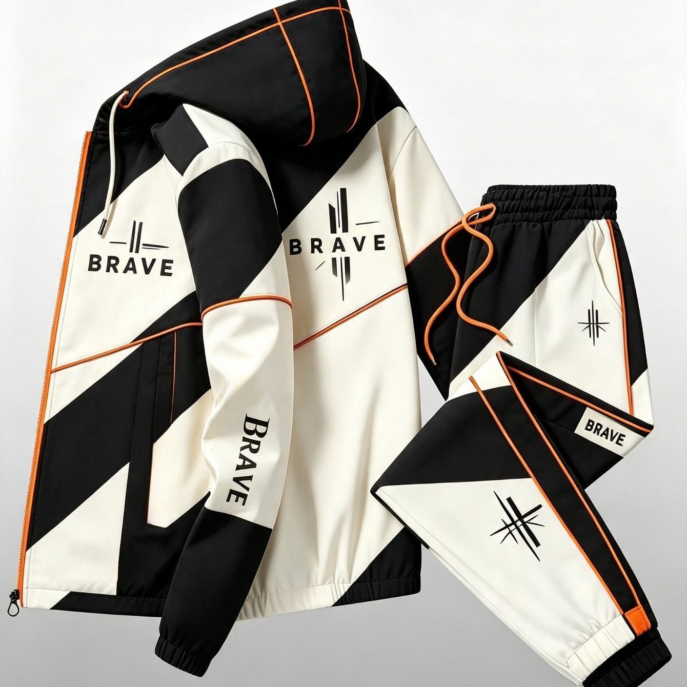 Two-piece Set! 2026 New Casual And Stylish Sporty Hooded Jacket And Sweatpants Set | Suitable For Men And Women, Fashionable And Versatile, Suitable For Occasions, Geometric-patterned, Stretch Fabric