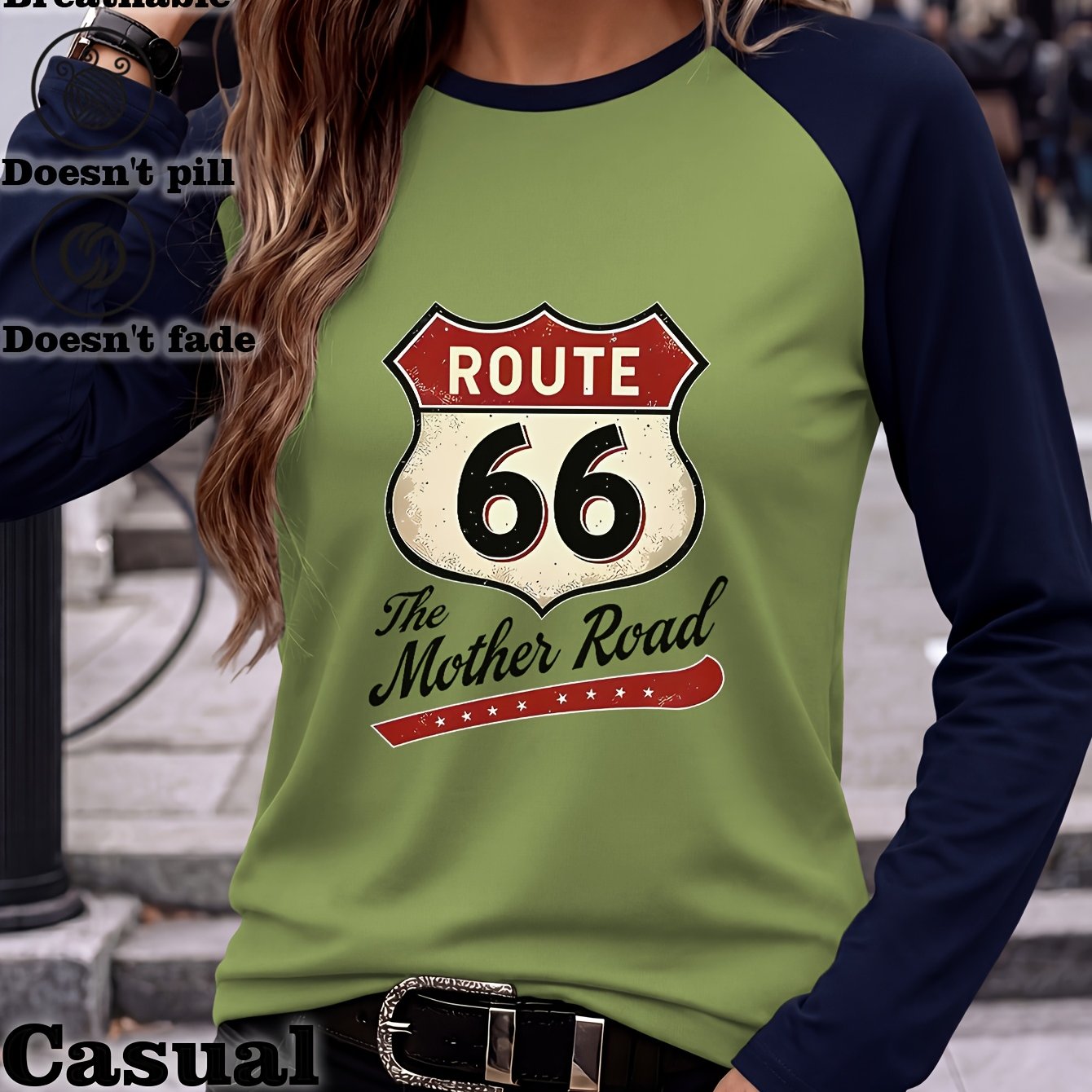 TEMU Women's Casual And Comfortable Versatile Innerwear With Fashionable Printed Raglan Long Sleeves 2865