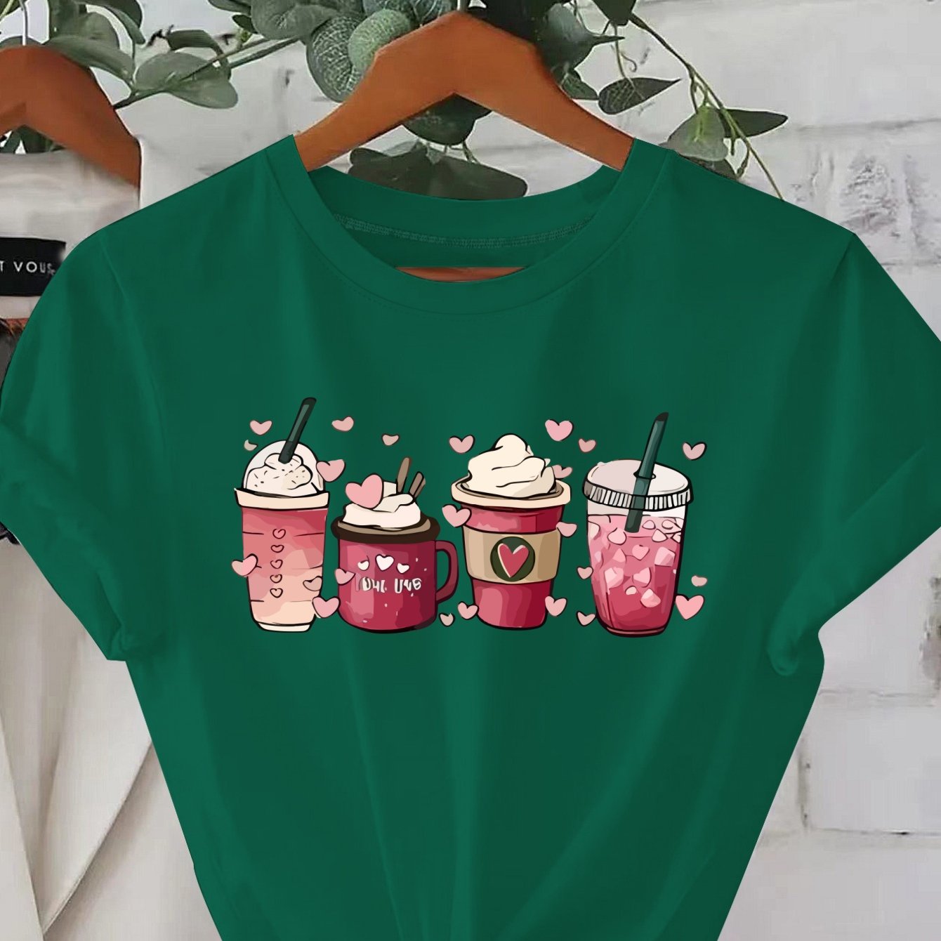 TEMU Plus Size, Valentine's Day Round Neck T-shirt, Comfortable And Breathable, Loose-fitting Plus Size Women's Clothing