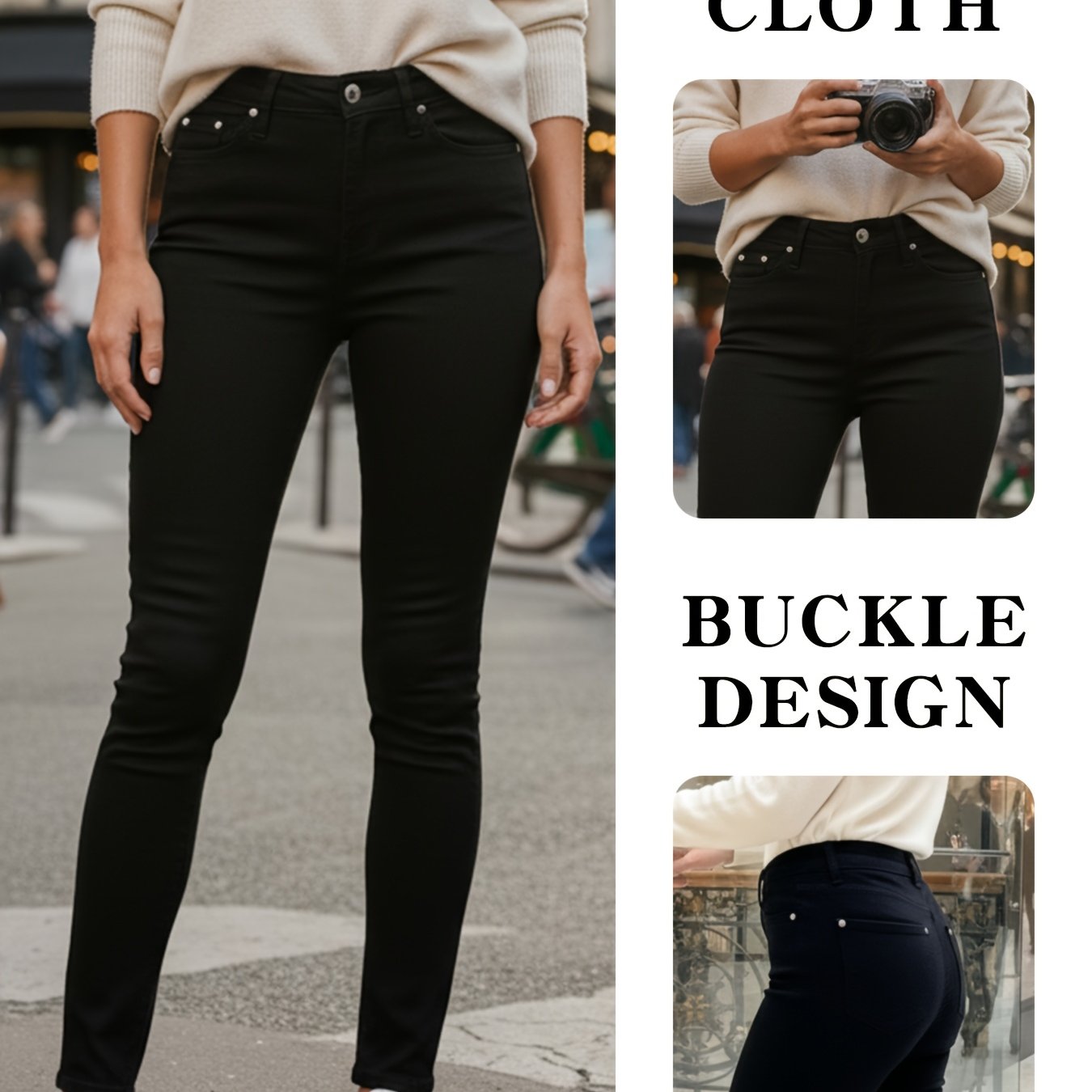 Women's High-waisted Stretch Skinny Jeans - Non-see-through Slim Fit Pants, Elegant Jeans For Everyday & Formal Outfits - Sexy Waist Definition & Hand Washable