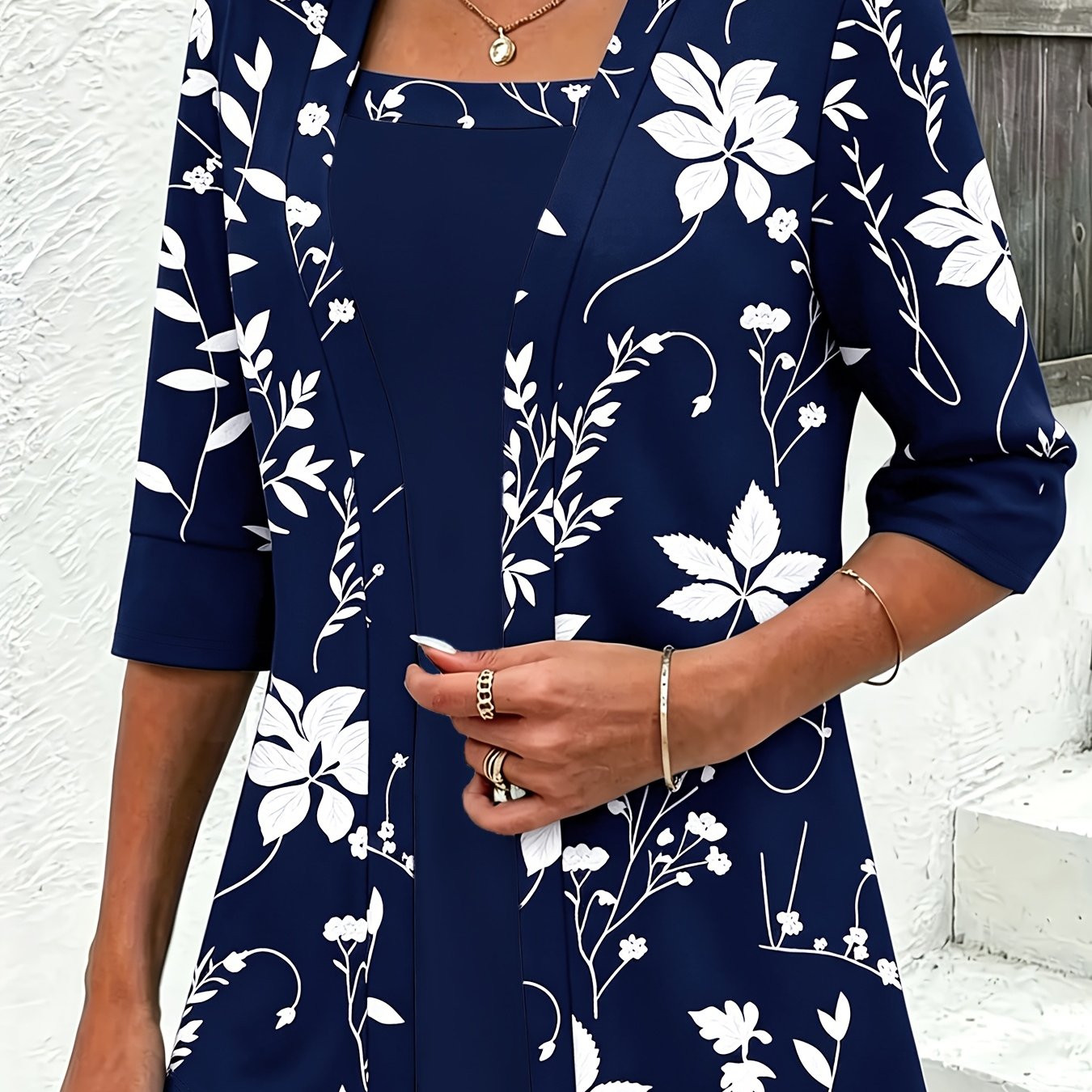 TEMU Elegant Special Women's Floral And Leaf Print -one Short Sleeve T-shirt, Suitable For Daily Commuting, Elegant Women's Commuting, Sophisticated