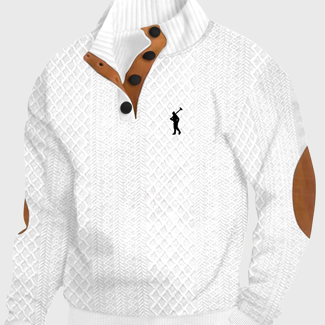 TEMU Men's Fashion Casual Sweater, Men's Long Sleeve Pullover Shirt, Men's Casual Stand Collar Design, Button-up , Men's Clothing, Christmas Gift,
