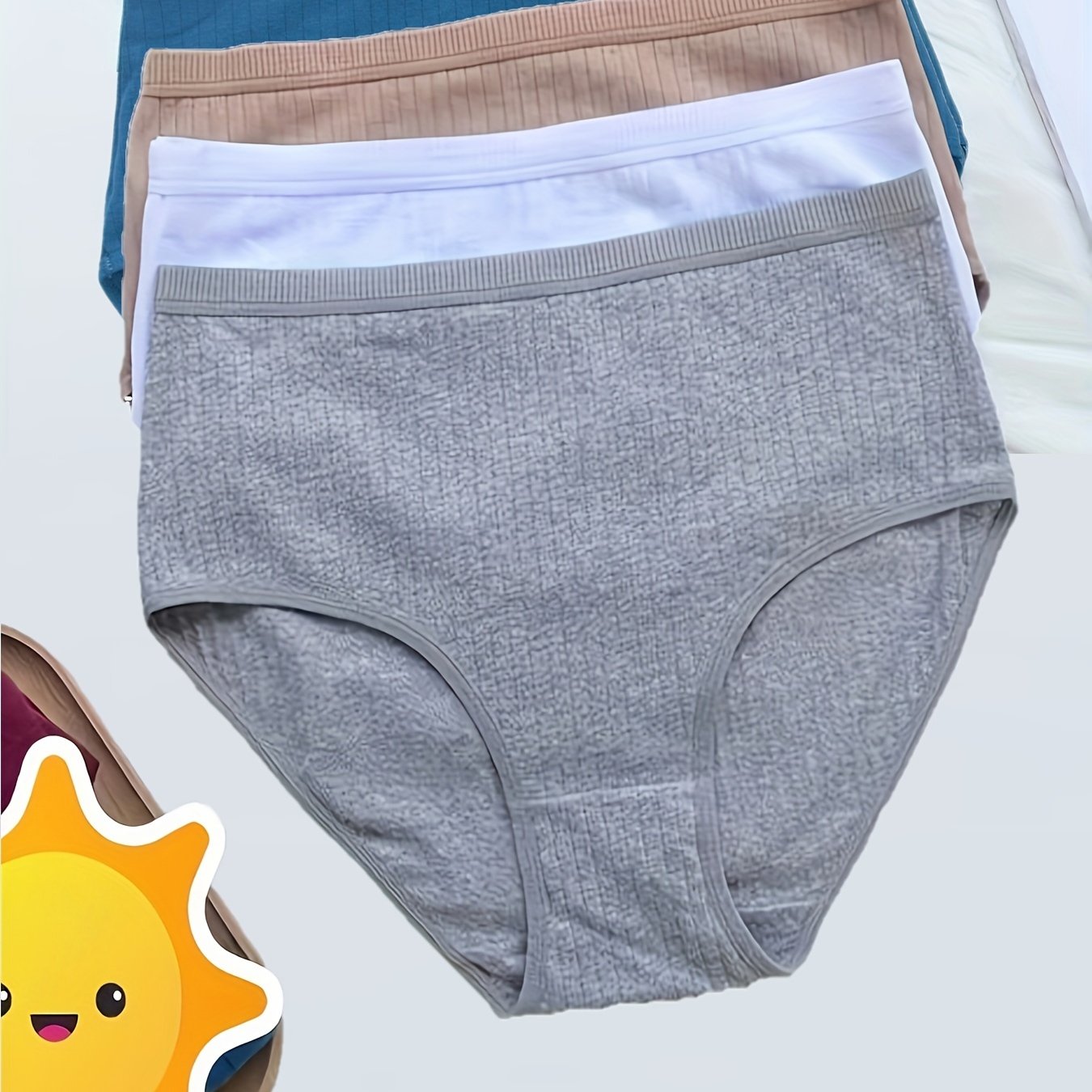 4pcs Plus Size High-waisted Panties For Women, Breathable Tummy Control Triangle Briefs