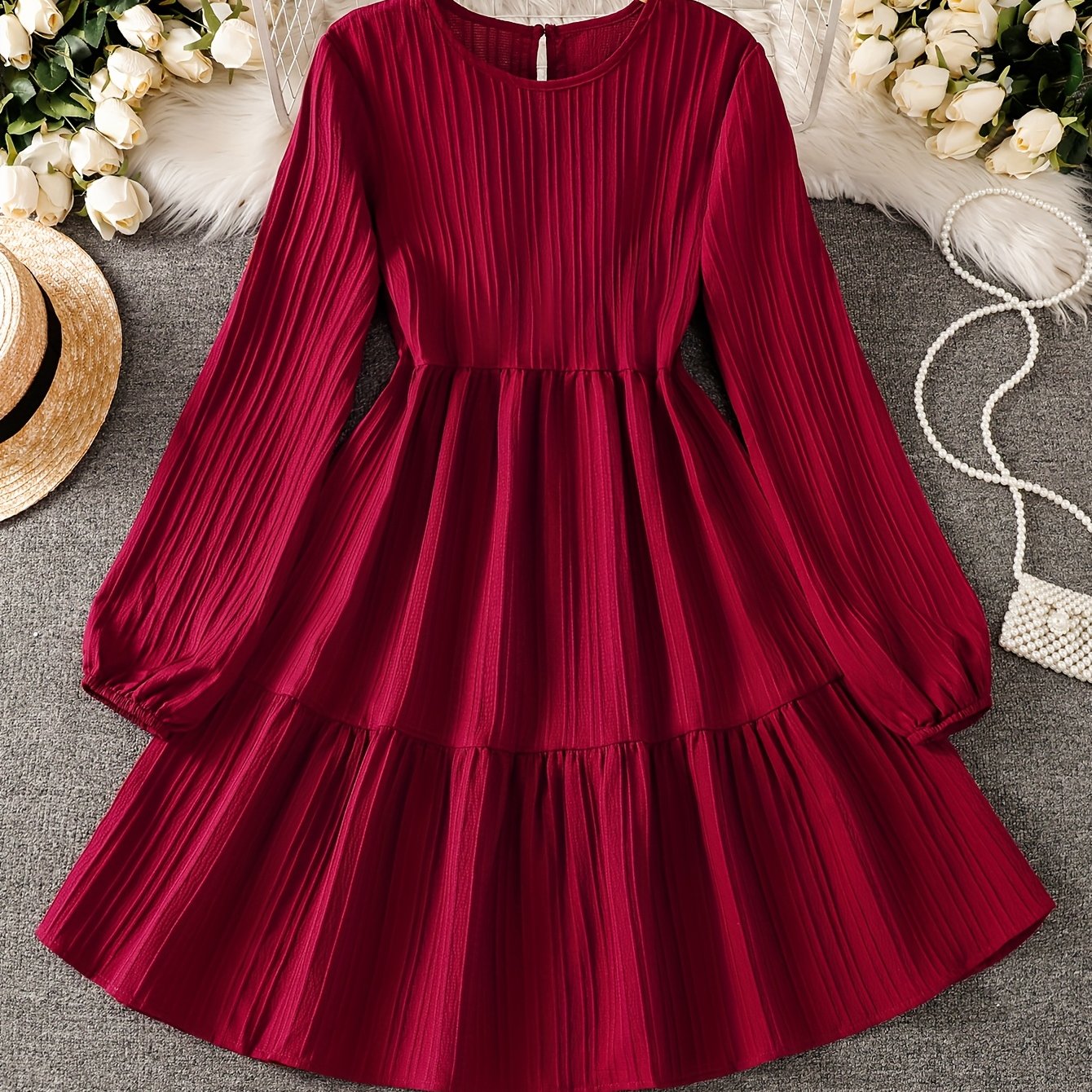 TEMU Directed Women's Fashion Spliced Long-sleeved Dress