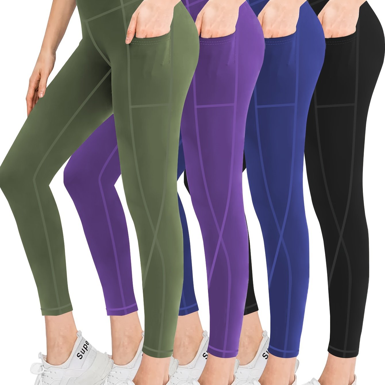 TEMU Set Of Oversized Sports Leggings For Women's 9-point Yoga Pants, Fitness Running Compression Pants