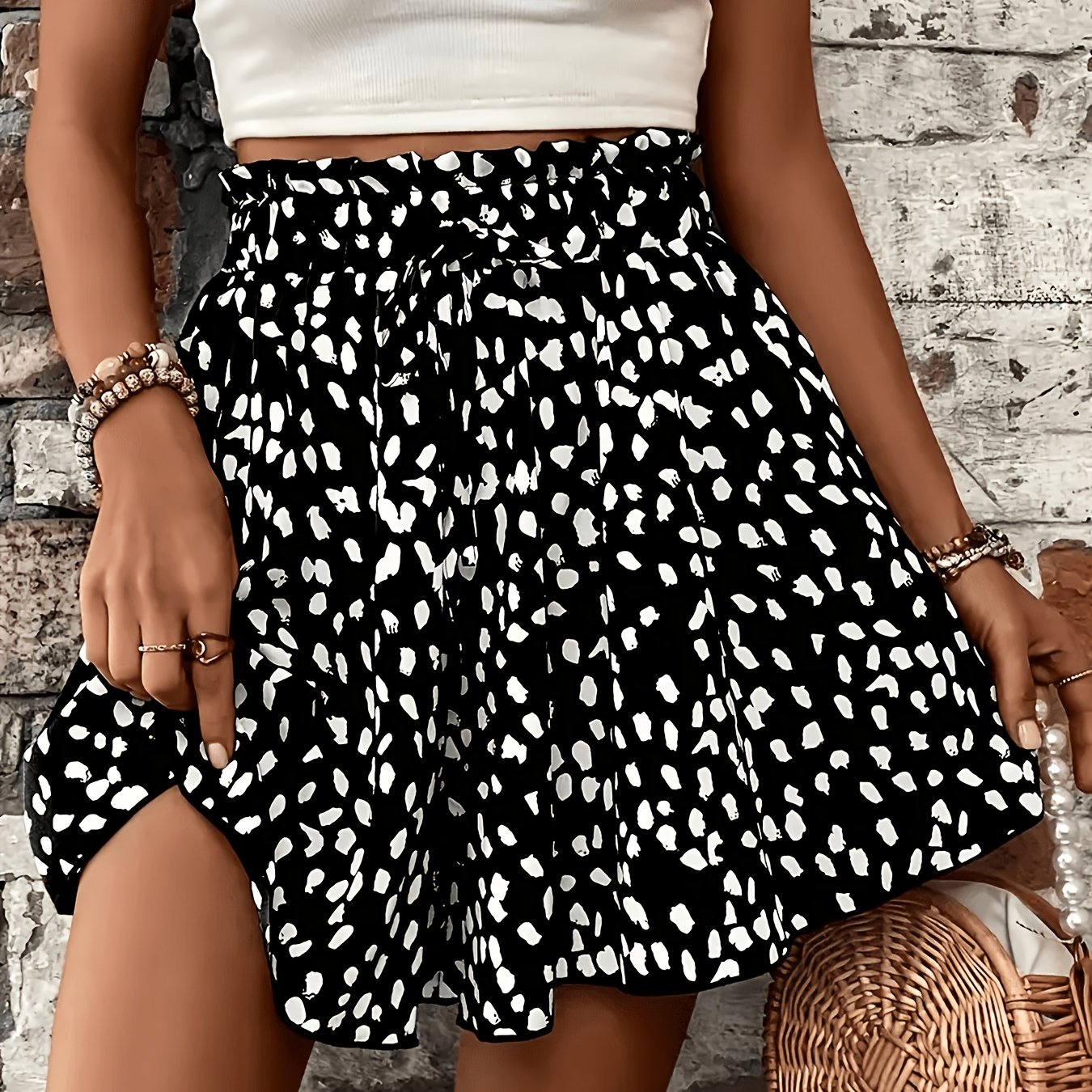 TEMU Summer Fashion High-waisted Wide-leg Mini Skort