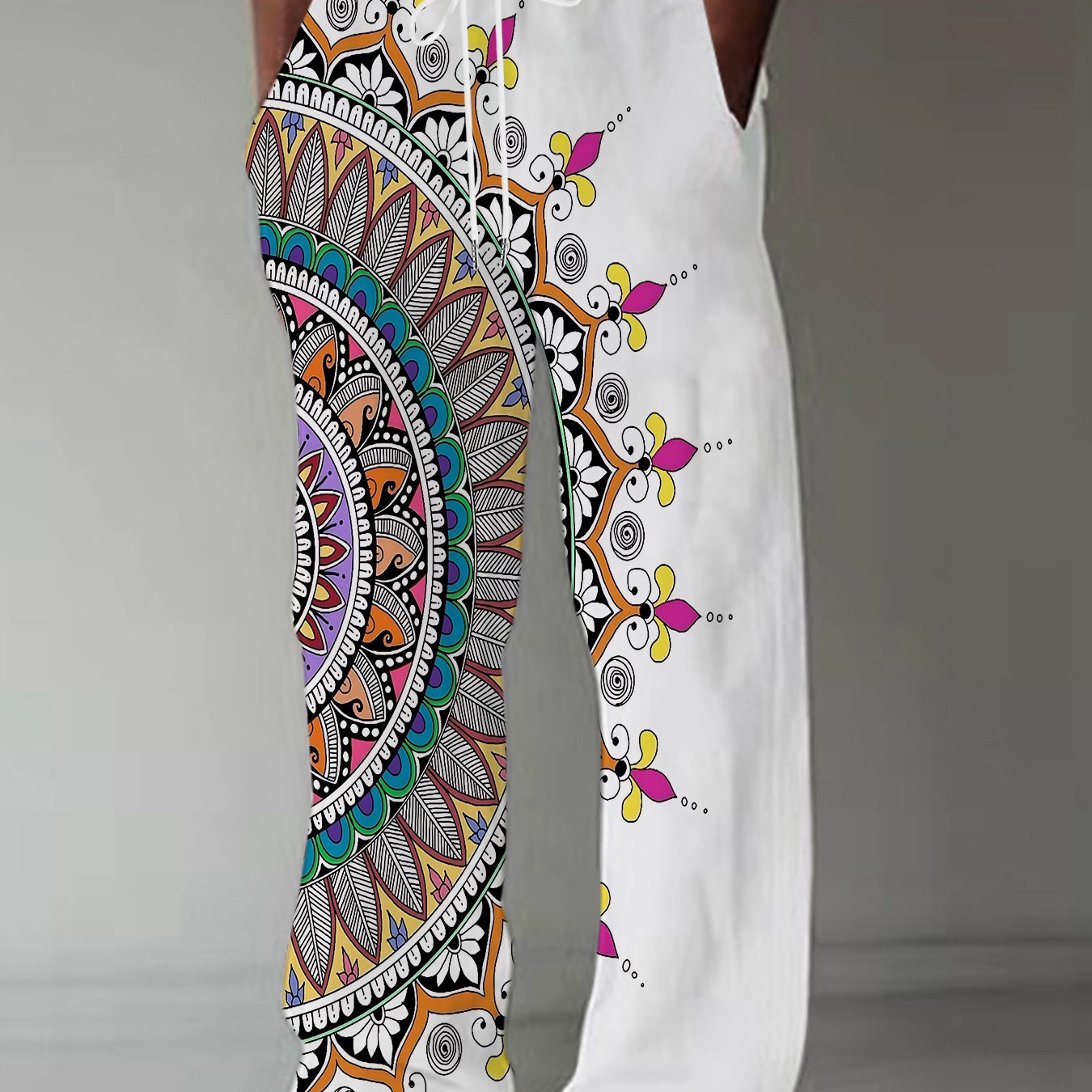 TEMU 1pc 's Long Pants, Fashionable Loose Straight-leg European And Casual Trousers With Unique Print, Suitable For Holiday Gifts, , Fishing, And
