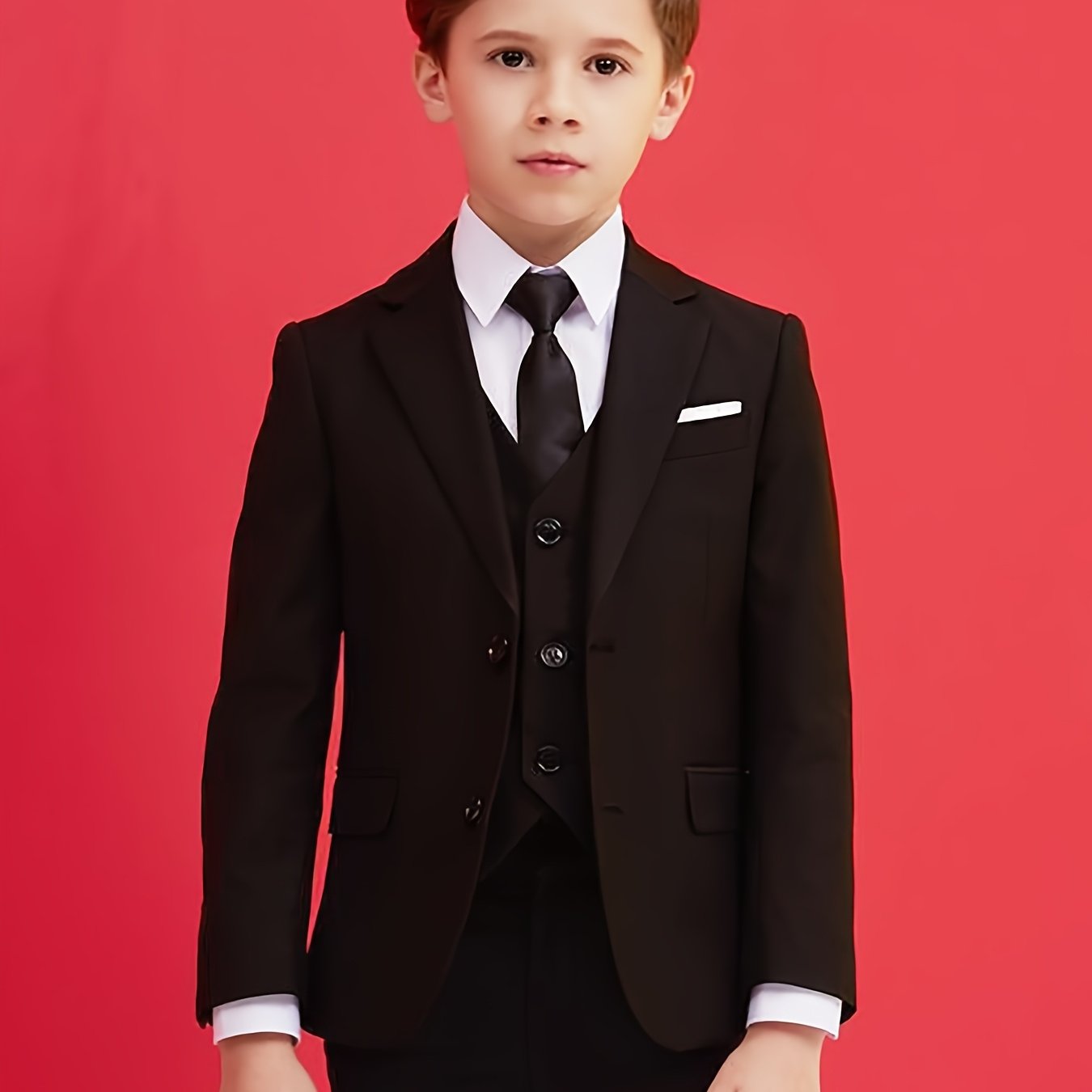 Image of Coat, Vest, Trousers And Tie 4pcs Set Formal Dress Piano Performance Outfit Graduation Ceremony Dress Suit Wedding Attire, And Clothes