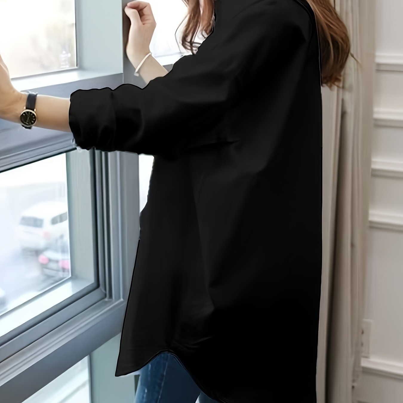 Image of White Shirt 2024 New Women's Long-sleeved High-end Design Niche Coat Mid-length Outfit Shirt Women's French Style