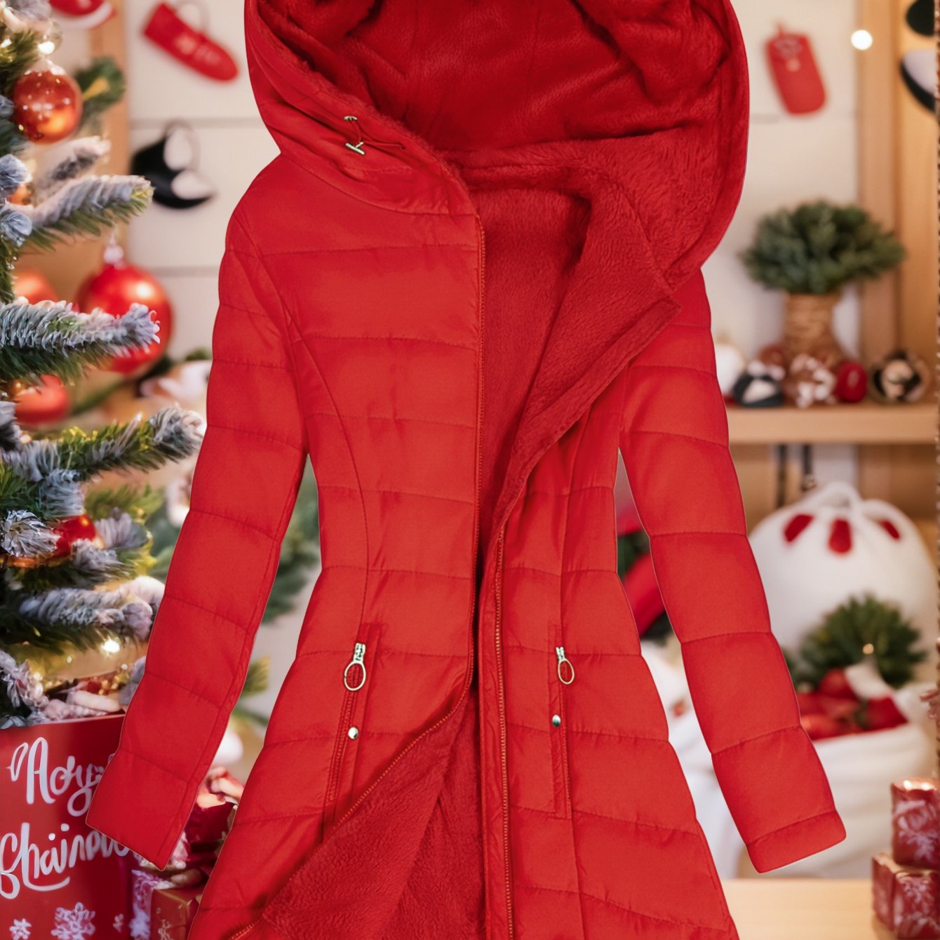 TEMU 2026 New Elegant Warm Jacket Women's Zipper Long-sleeved Slim Jacket Women's Casual Jacket, Mid-length Lightweight Coat, With Front Pockets And