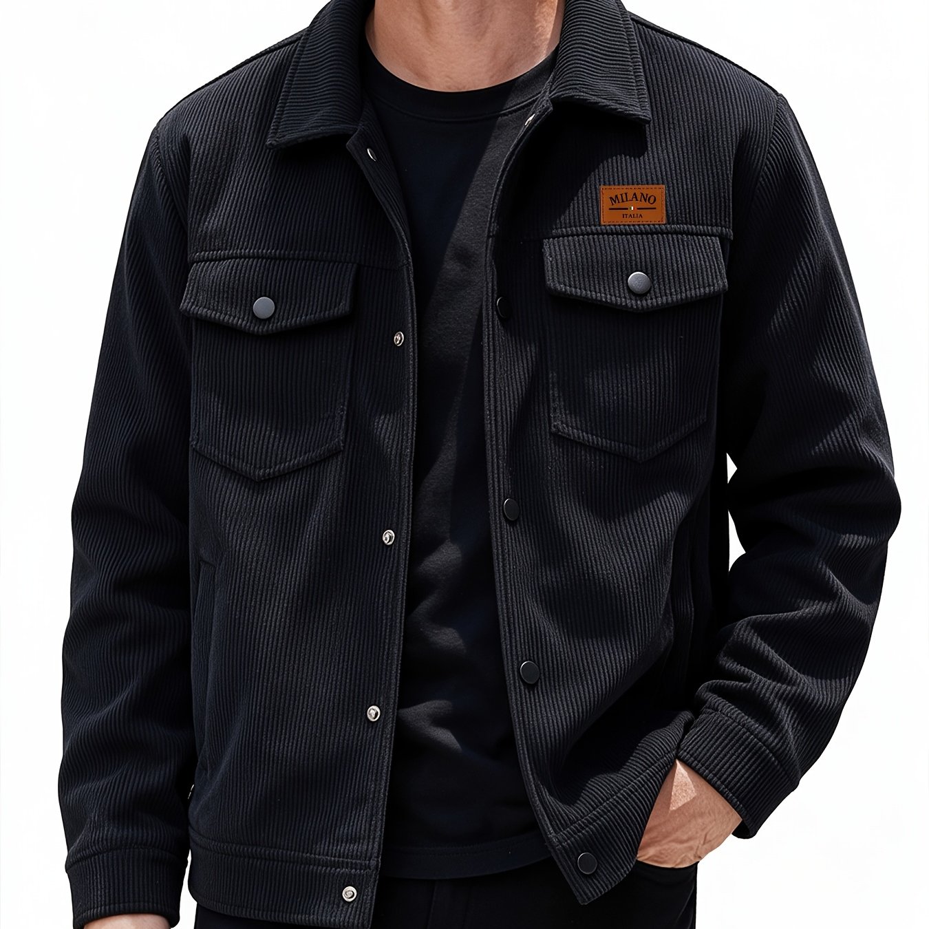TEMU [ Obm] Lightweight Autumn Winter 's Casual Sports Top Functional Jacket Corduroy Lapel Jacket Cargo Jacket Casual Loose Multi-pocket Retro Top