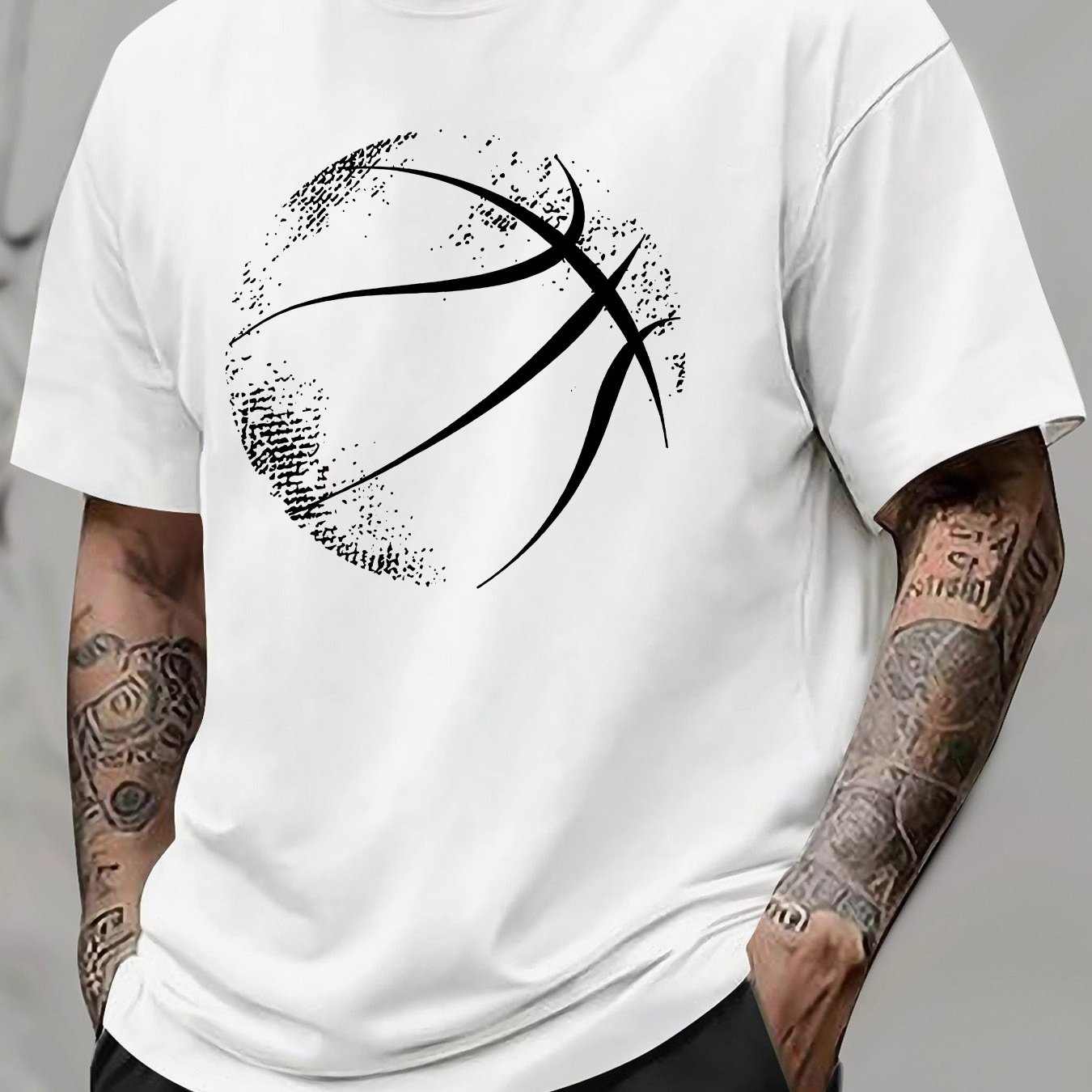 TEMU Camiseta de manga corta con estampado de baloncesto, diseño de streetwear americano, de graffiti, para hombres como para mujeres, para en