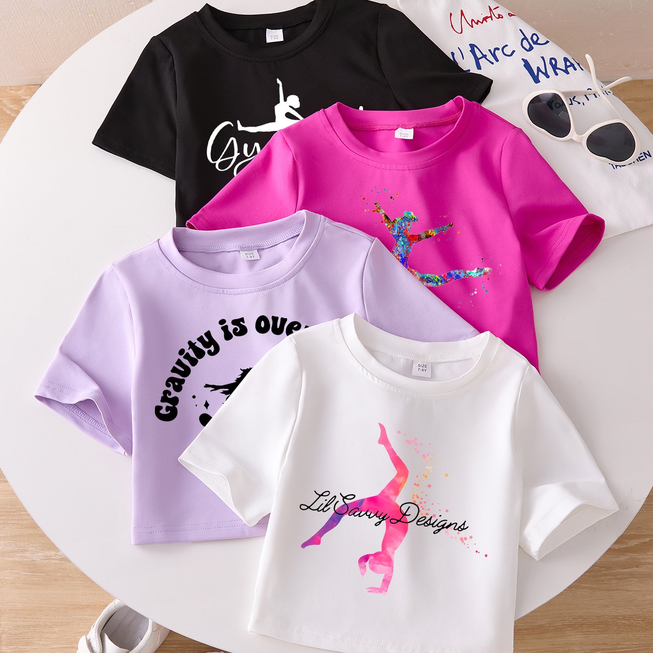 Image of Girls' Fashion Sports T-shirt, Soft And Comfortable Round Neck Short Sleeve, Summer Top, Cropped T-shirt