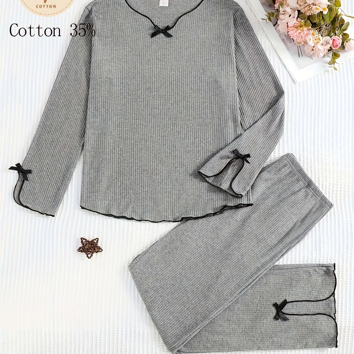 Image of Modal Pajamas For Women, New 2023 Spring Long-sleeved Homewear, Worn Outside, Summer Loungewear Set