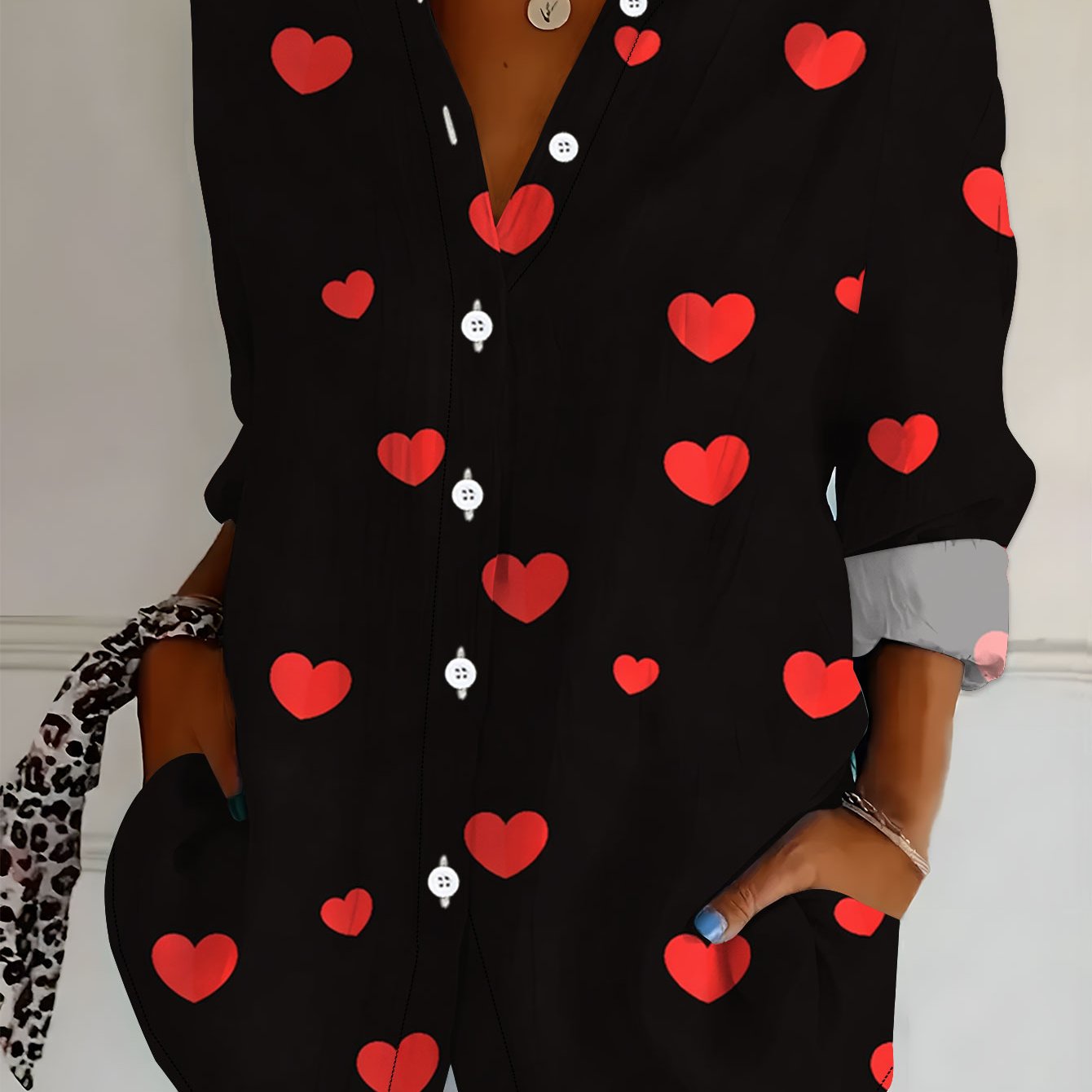 TEMU Plus Size, New Plus Size Women's Long Sleeve Printed Shirt, Fashionable Casual Button-up Lapel Blouse, Loose 's Long Sleeve Top, Versatile And