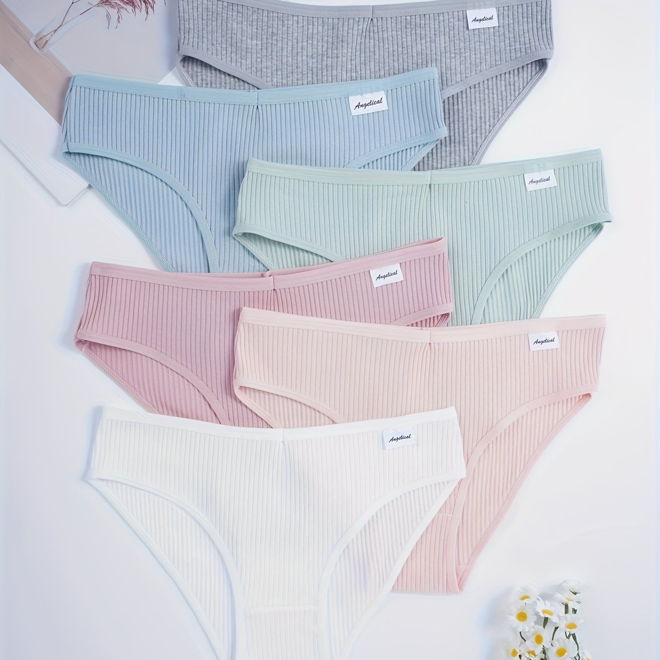 Image of Set Of 6 Women's Minimalist And Comfortable Underwear, Seamless Solid Color Panty Collection, Soft, Lightweight, And Elegant Series