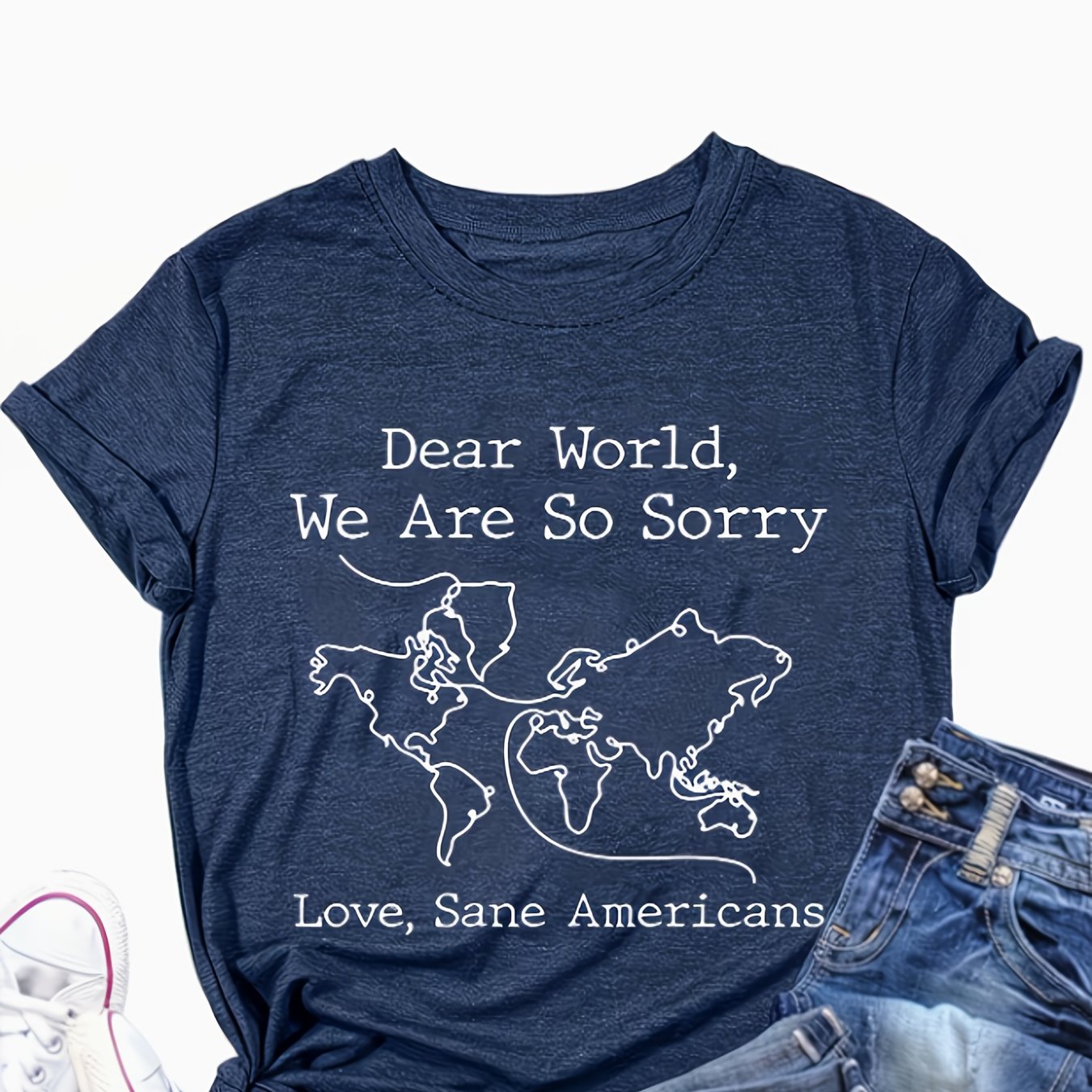 Very Sorry. , The . Print Women's Casual T-shirt, Round Neck Short Sleeve T-shirt, Machine Washable, Easy And Versatile Breathable Spring And Summer (travel And Vacation Theme)