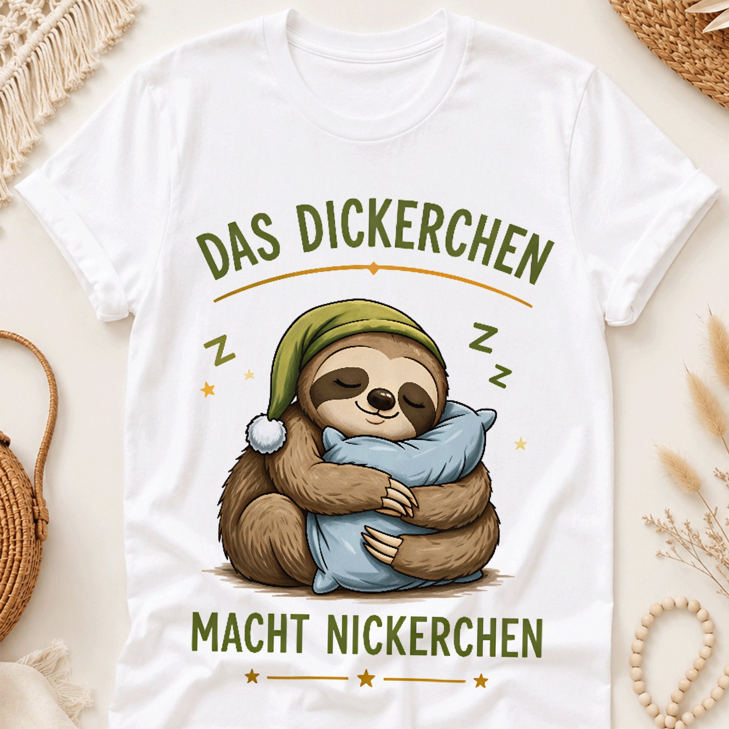 Men's Loungewear, The Chubby 1 Makes A Nap (4), Summer Casual T-shirt - Lightweight Tee For Seaside Vacation, Beach Resort