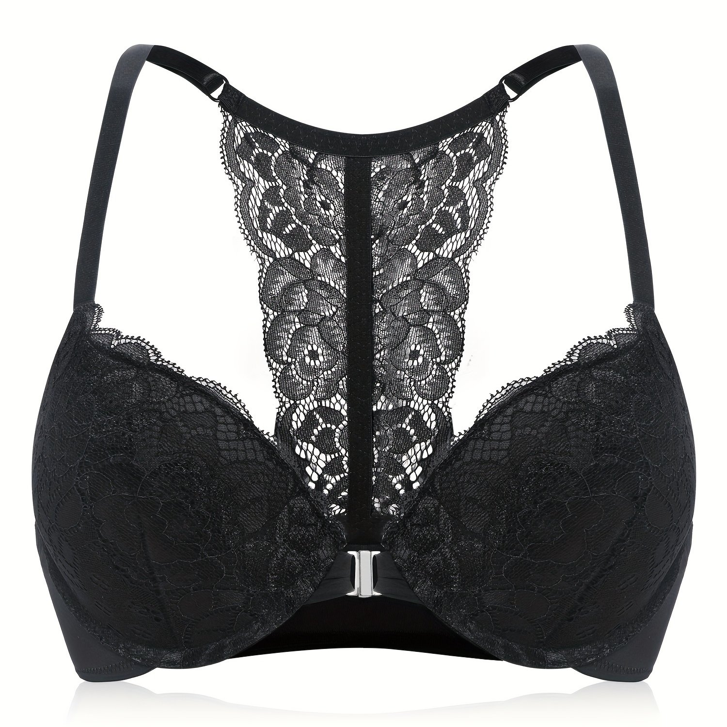 Image of Floral Lace Underwire Bra, Sexy Comfy Push Up Bra, Women's Lingerie & Underwear