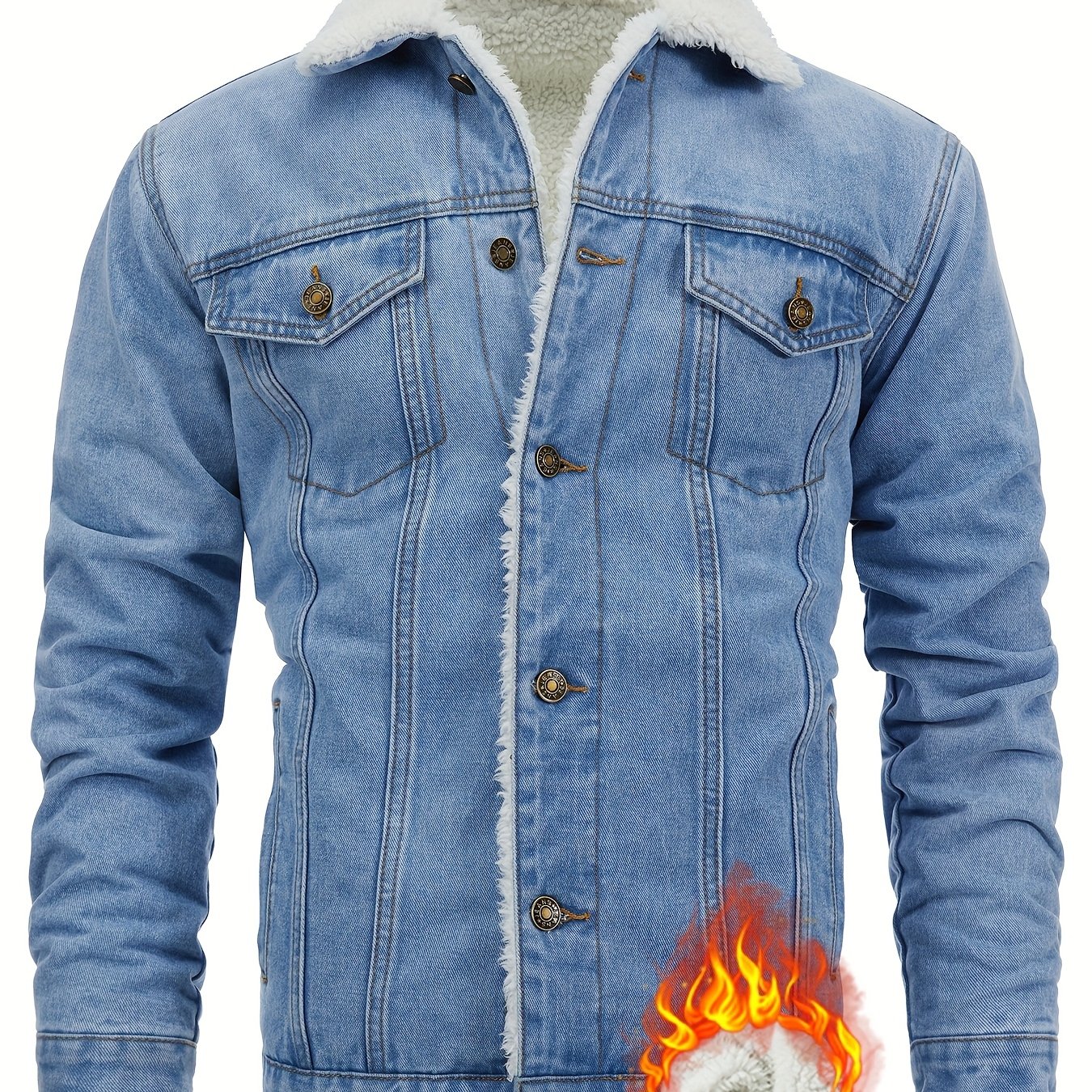 Men's Fleece-lined Thick Winter Warm Denim Jacket