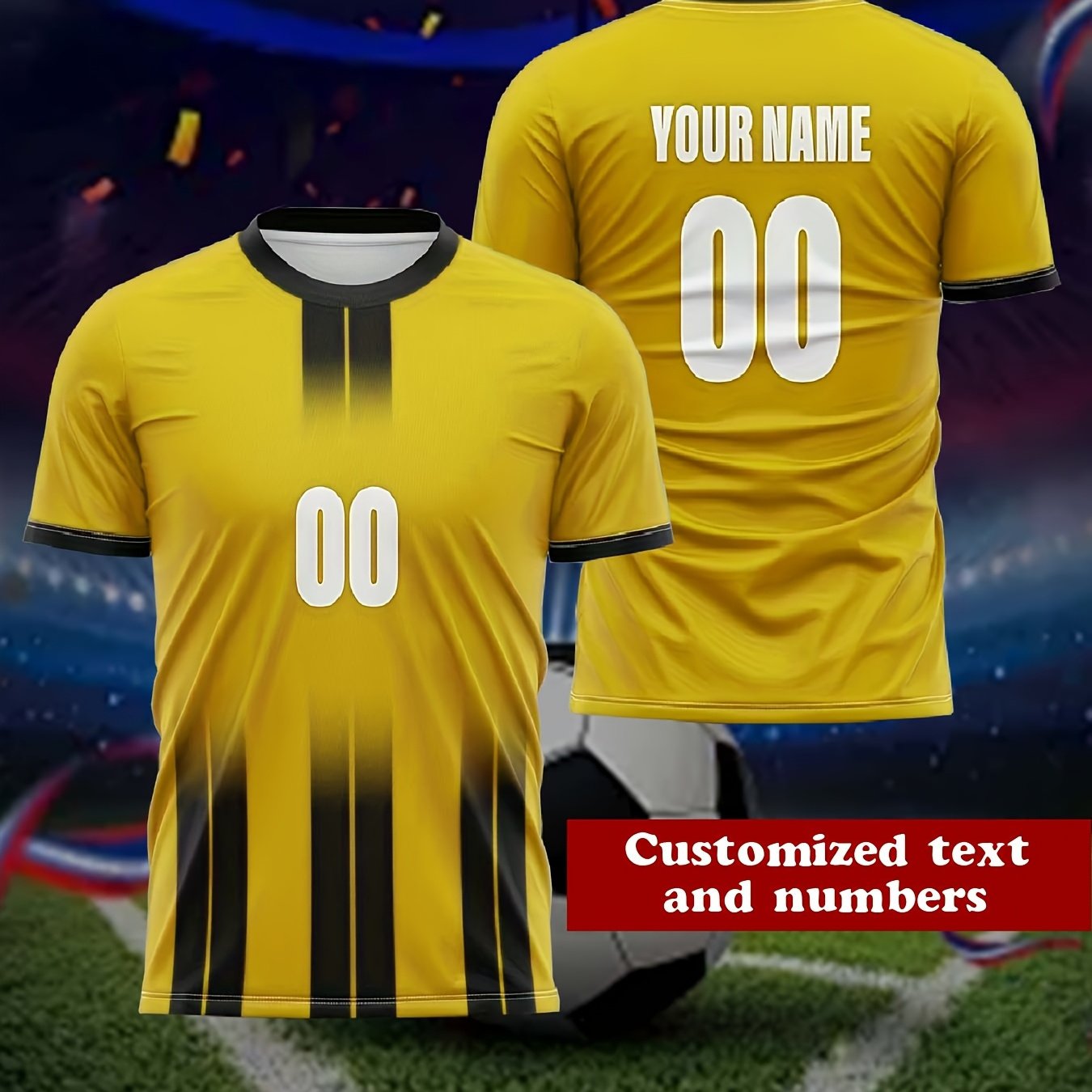TEMU Maglia da calcio personalizzata da - e numero personalizzati fronte/retro, divisa di adatta per allenamento, partite, abbigliamento casual,