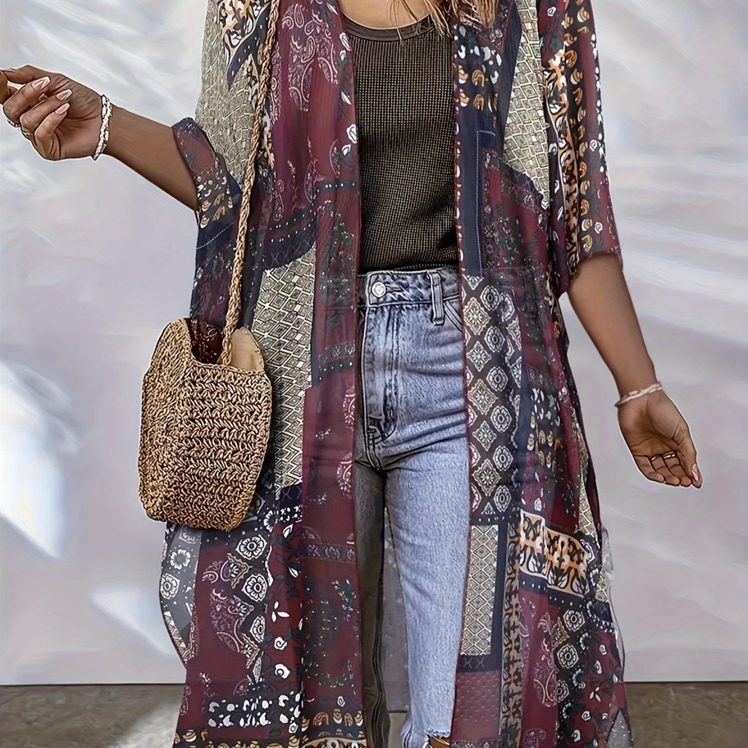 E-shop Plus Size - Plus Size - Plus Size Damen Bohemian Casual Strand Urlaub Sommer Cover Up