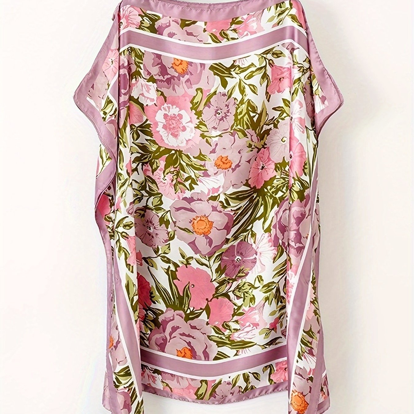 TEMU Satin Women's Summer Travel Printed Sunscreen Cover, Bohemian Style