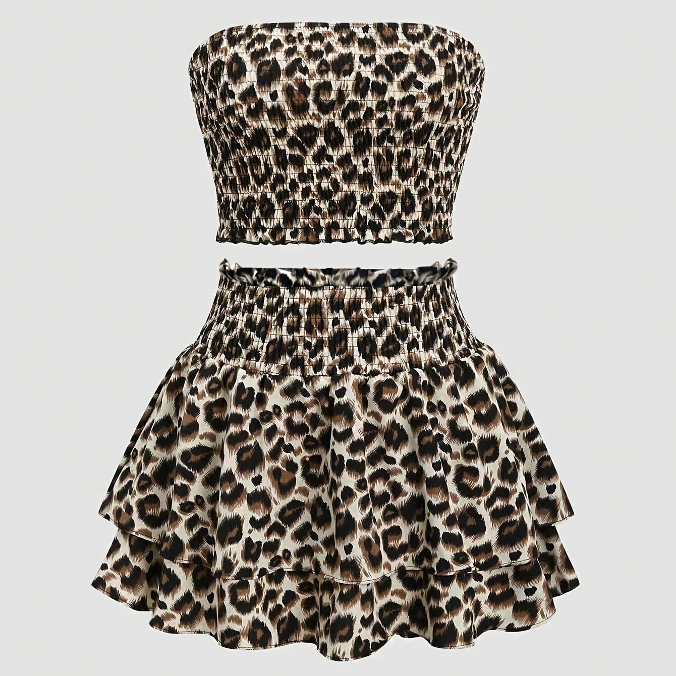 E-shop Neues Frühling/Sommer BK040334 Sexy Süßes Reines Verlangen Einfaches Leopardenmuster Bodycon Stufenrock Midi-Kleid