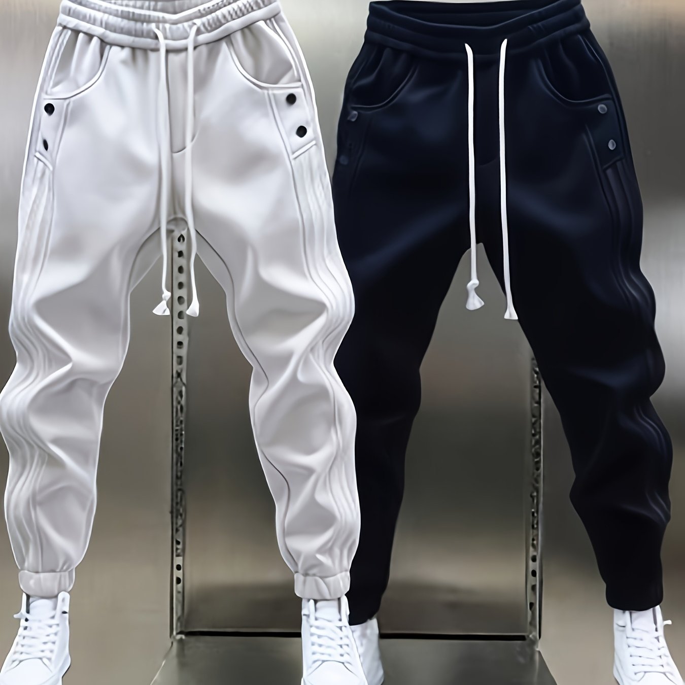 TEMU 2pcs Men's Spring/autumn Spliced Vertical Stripe Athletic Sweatpants, Versatile Casual Pants, Trendy New Tapered Slim Fit Pants