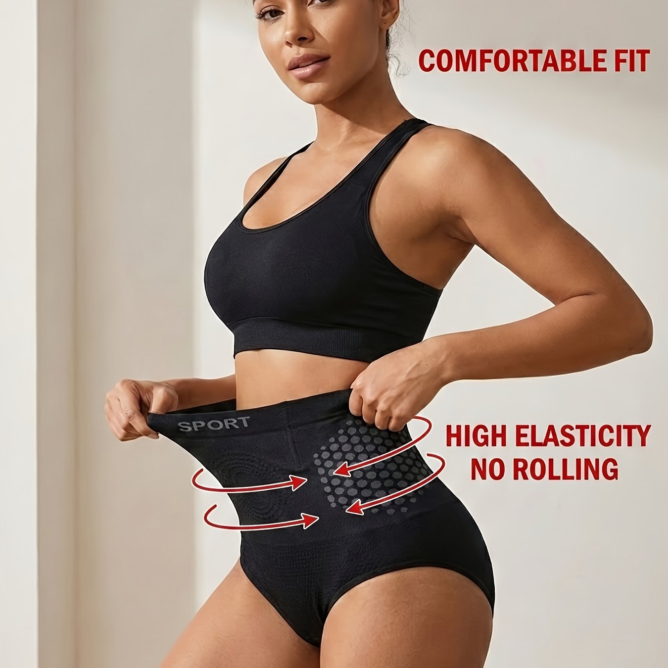 Image of Seamless High-waist Shaping Panties | -lifting Shapewear For Daily Wear, Running, Yoga & Training - Waistband, Abdomen Control, Waist Support, Underwear, Medium Stretch Fabric, Geometric Pattern