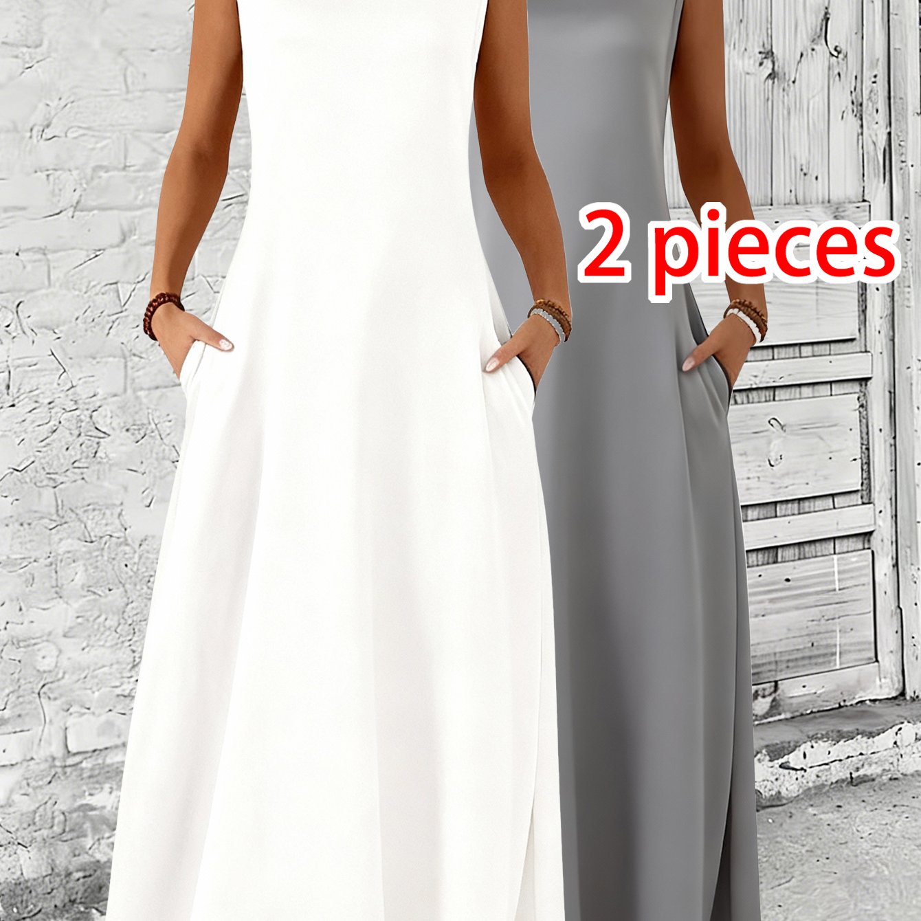 TEMU 2pcs Set, Solid-color Dresses, Elegant Dresses, Perfect For Sisters, Mothers And Daughters, Or To , Ideal For Holidays, Vacations, Spring And
