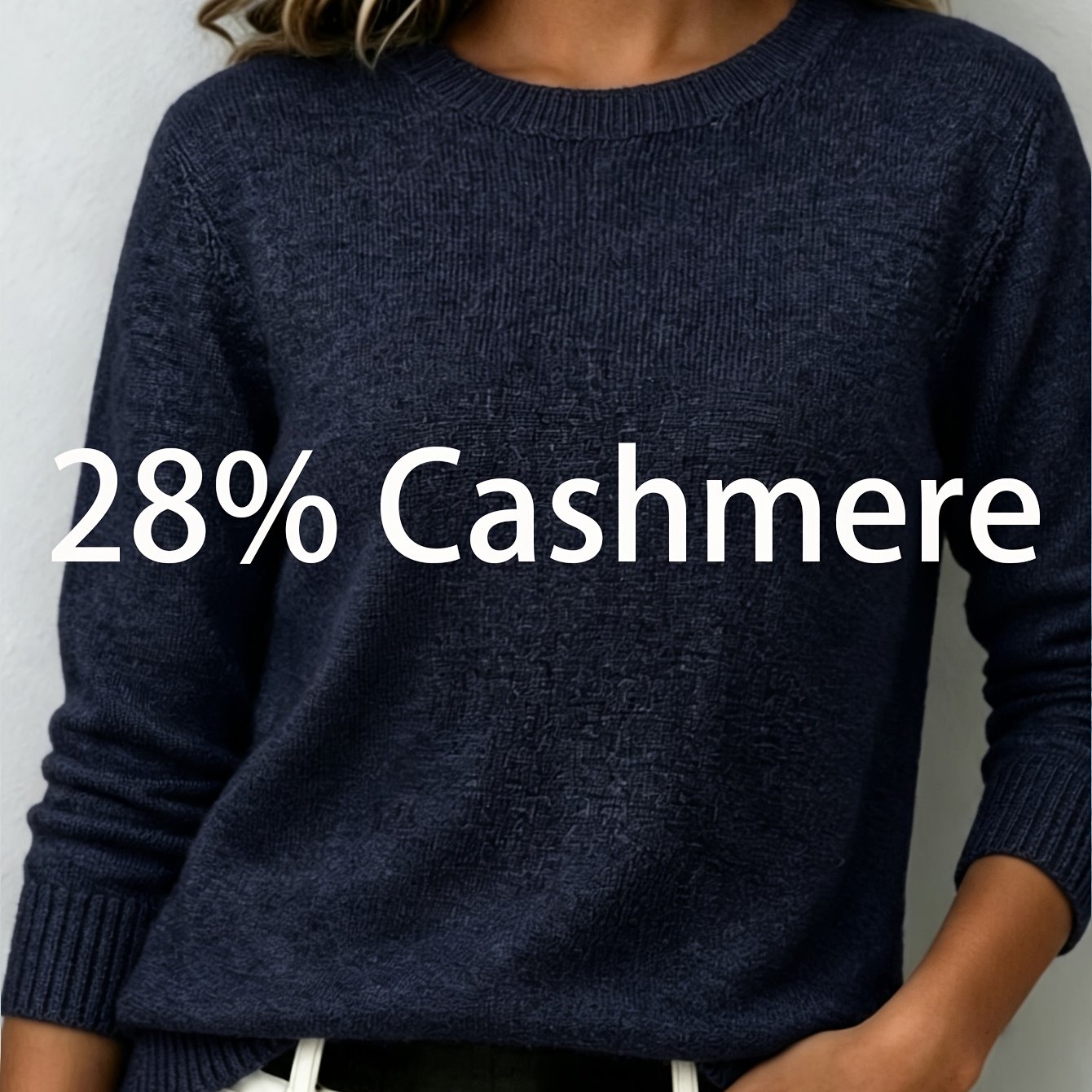 TEMU Plus Size - Women's Cashmere Long Sleeve Top, Plush Soft Comfortable Skin-friendly Texture T-shirt, Fashionable Casual Elegant Versatile French