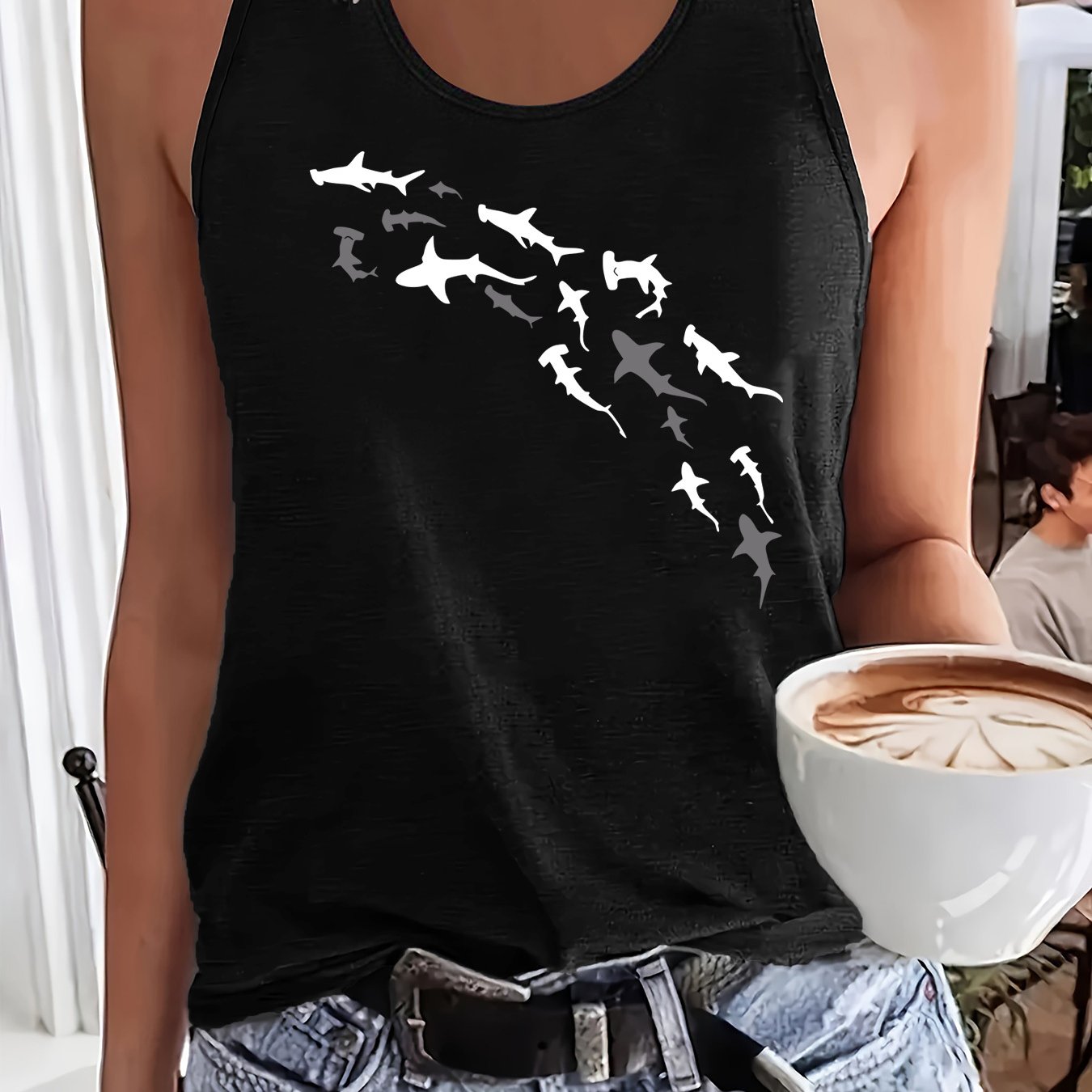 TEMU Graphic Print Tank Top, Sleeveless Casual Top For Summer And Spring, Women's Clothing