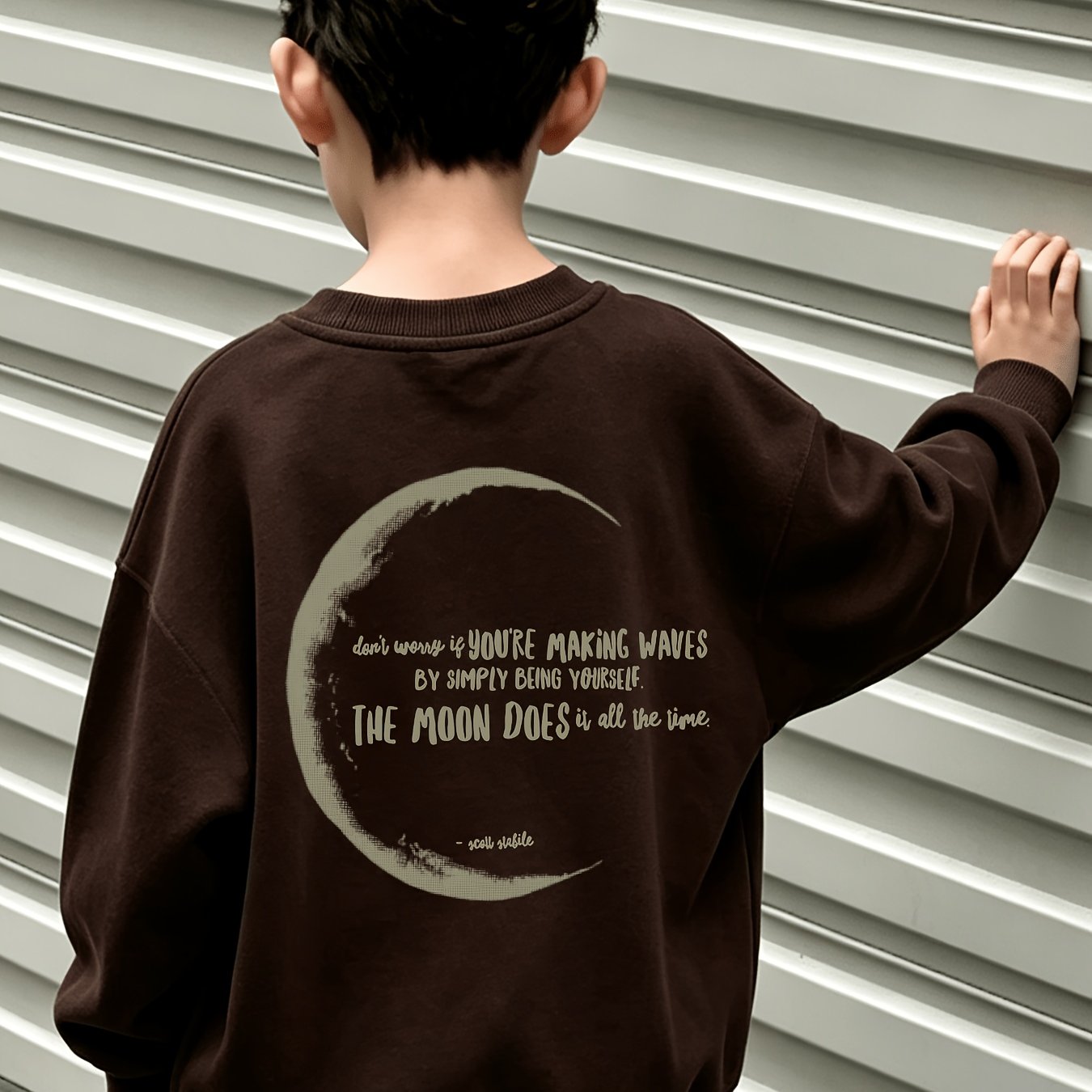 TEMU 1pc Boys' Fashion Round Neck Sweatshirt - Boys' Medium Size Spring/autumn Round Neck Fashion Sweatshirt, All-match Trendy