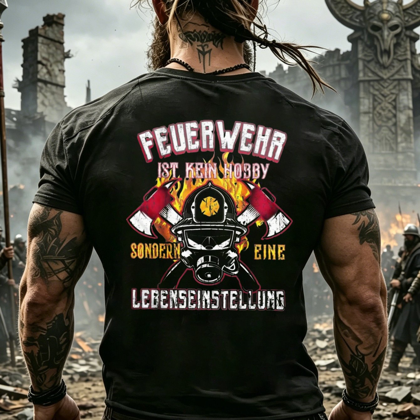 Firefighter T Shirt Helmet And With German Text Feuerwehr Ist Kein Hobby Sondern Eine Lebenseinstellung For Men Casual Wear