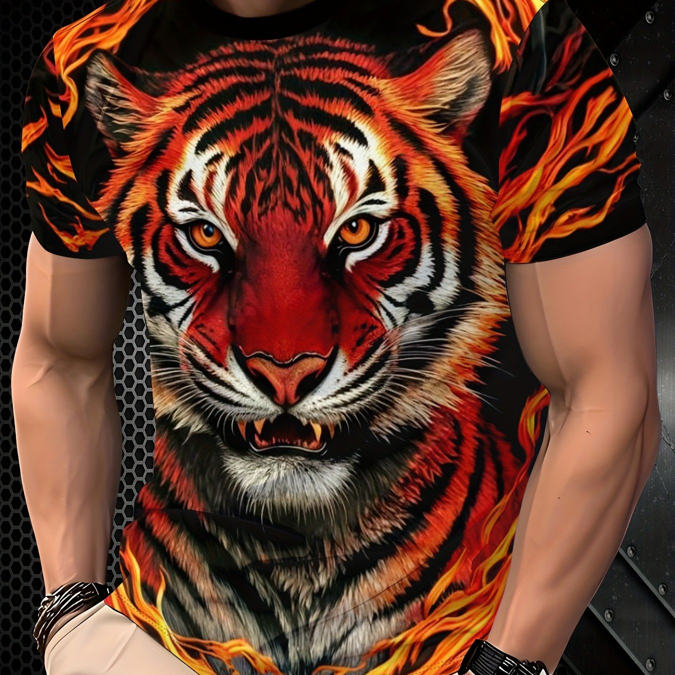 TEMU Men's Casual Sports T-shirt - Vibrant Street , Breathable Round Neck Regular Fit, Machine Washable Summer Top, Cool Gift, Artistic Fashion,
