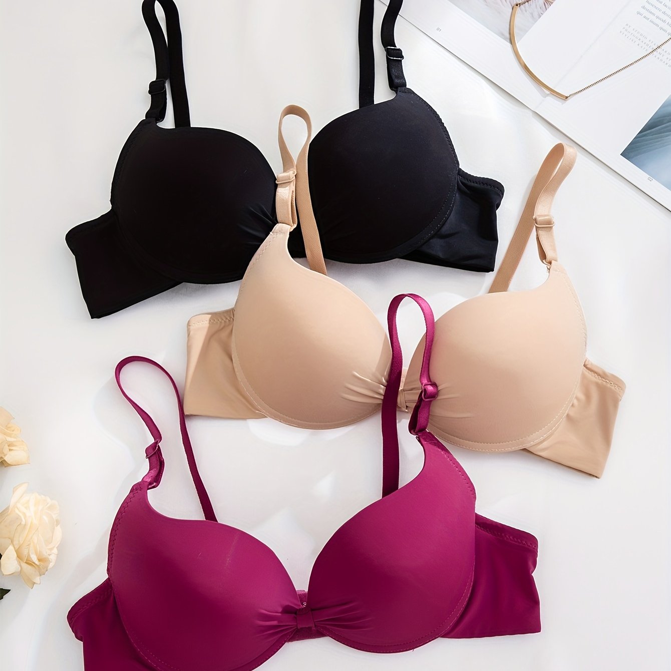 3pcs Bow Push-up Bra