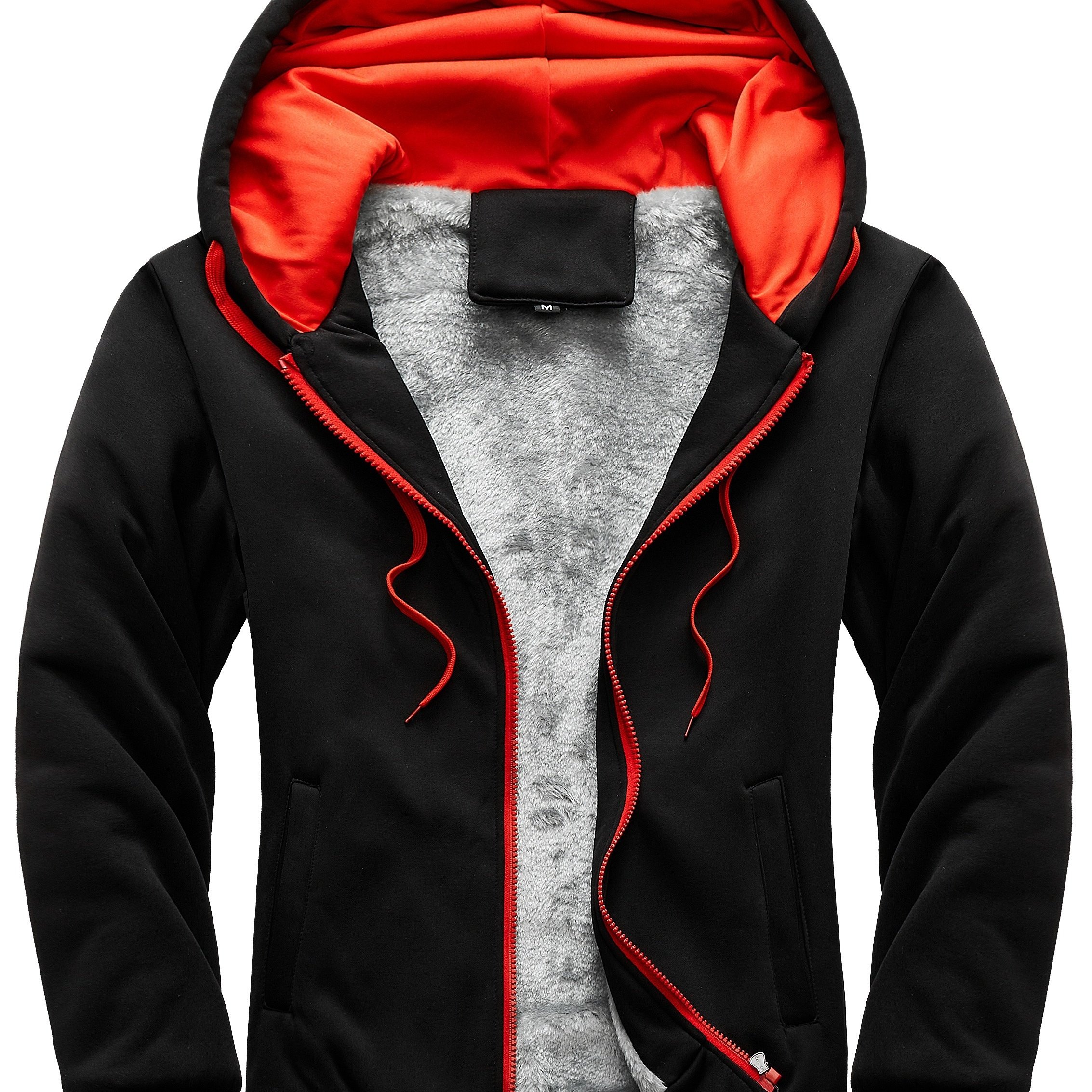 TEMU Autumn/winter Men's -lined Thickened Hooded Sweatshirt Cardigan Zip-up Casual Sport Jacket Outerwear 68