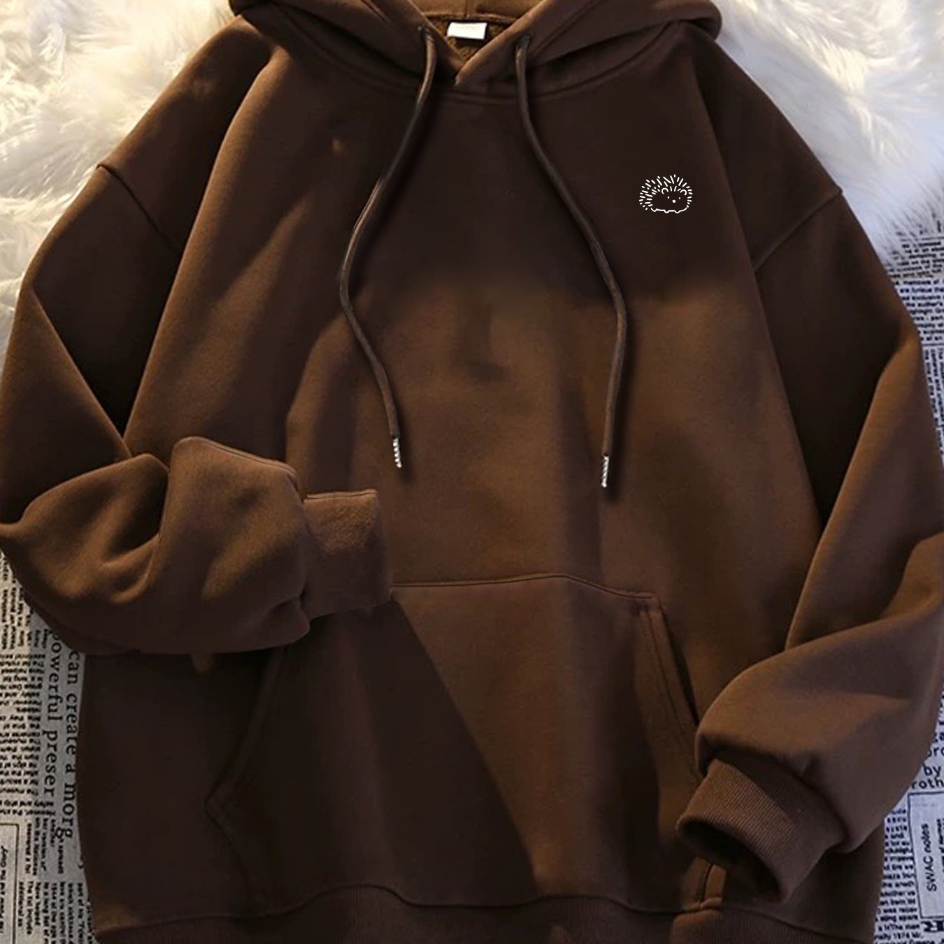 TEMU Men's -lined Hooded Sweatshirt, Hedgehog Print, Versatile, Sporty, Casual, Comfortable Hoodie