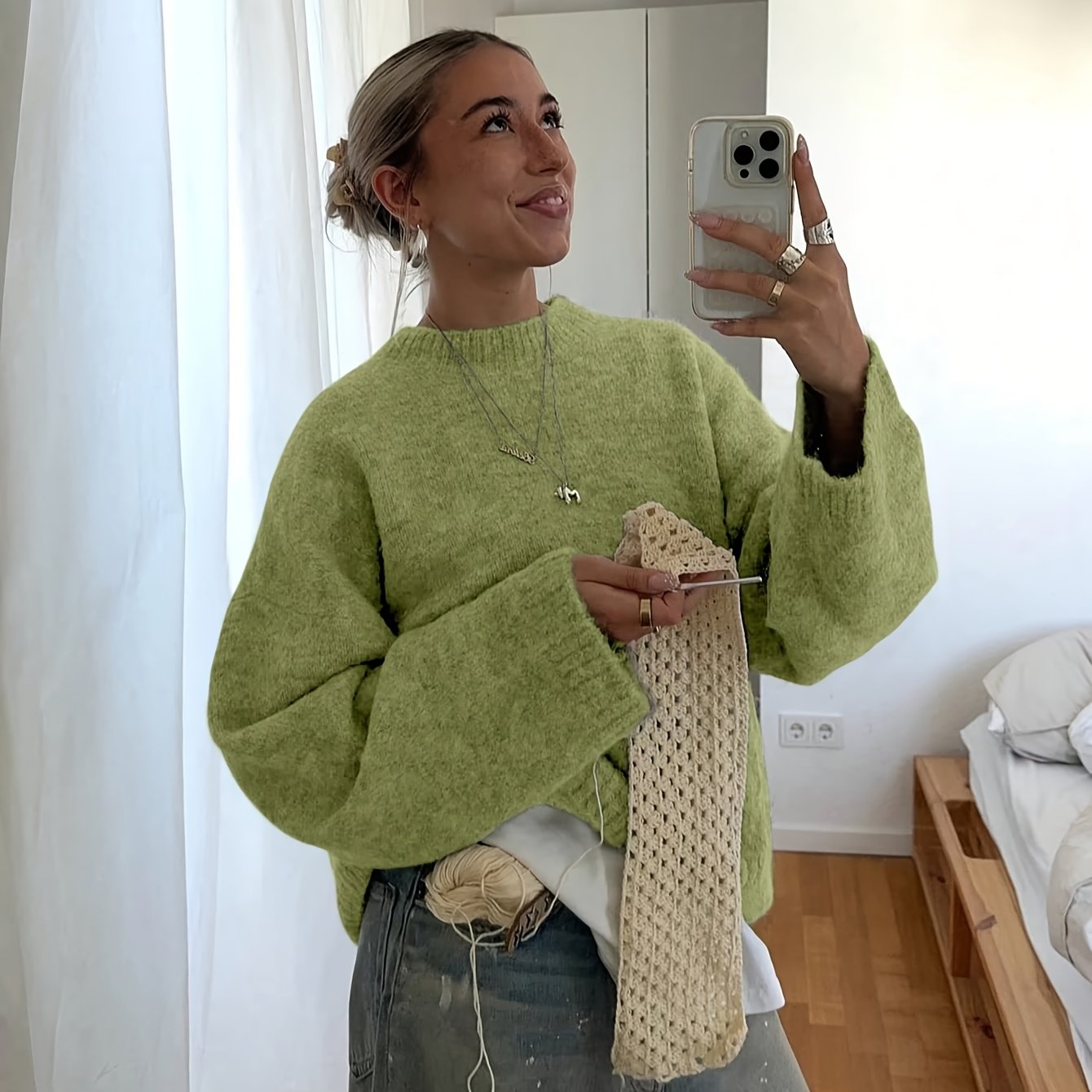 TEMU Suéter de Cuello Casual y Elegante para Mujer, , Otoño e Invierno