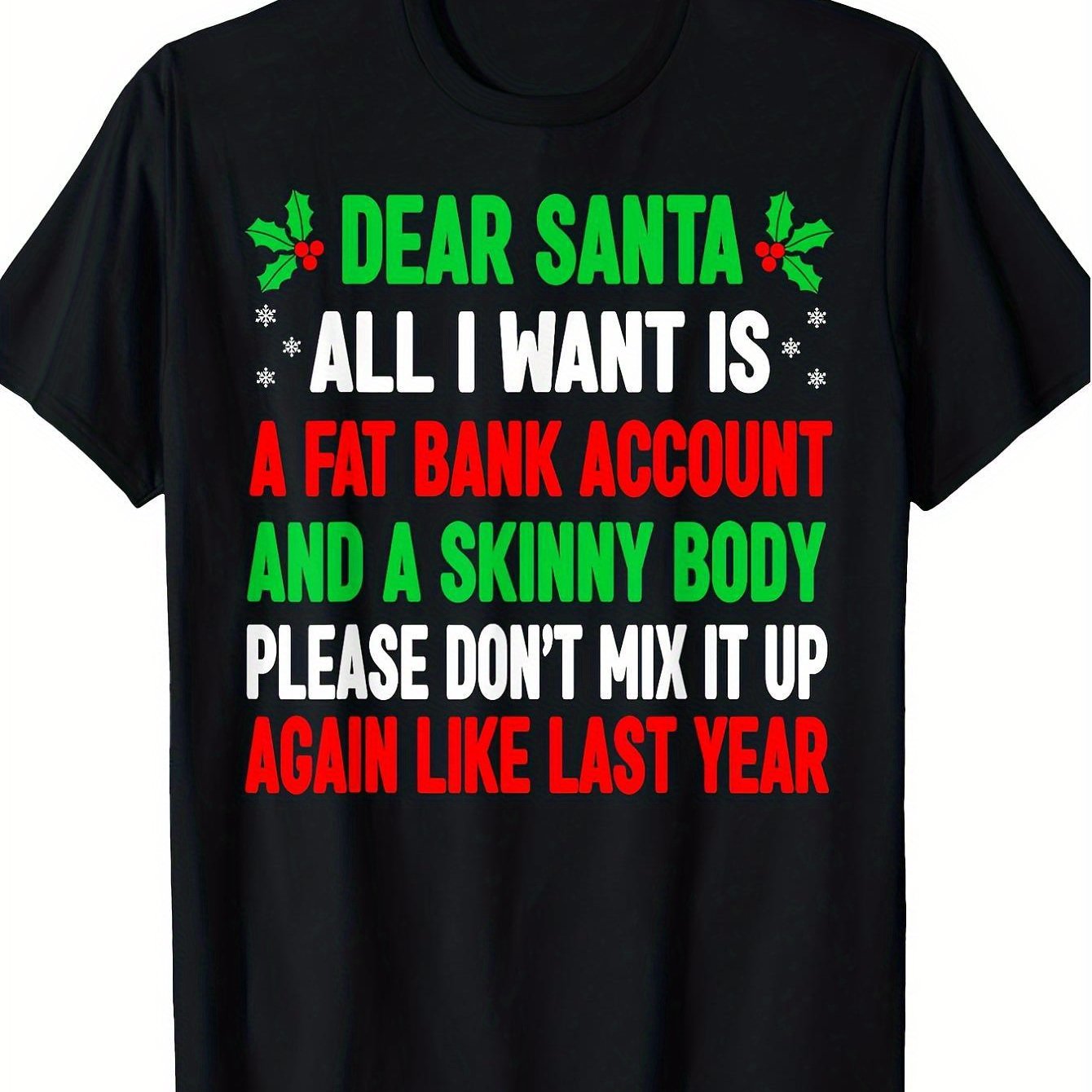 TEMU Plus Size Men's T-shirt, Men's Fun " Claus" Christmas Tee - Short Sleeve Casual Round Neck Shirt With " Claus" Text, Suitable For Christmas