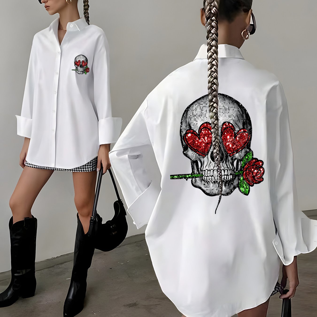 TEMU Top, Shirt, Fashion Women's Wear, Casual Loose Fit, Long Sleeve Long Top, One-piece, Elegant Women's Shirt, European And Selling Fashion Women's